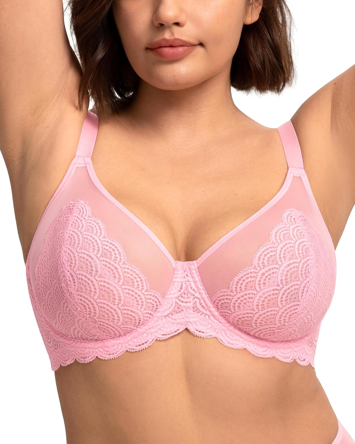 Thumbnail 2 de HSIA Mermaid Scales Minimizer Bra for Large Bust – Full Coverage Lace Plus Size