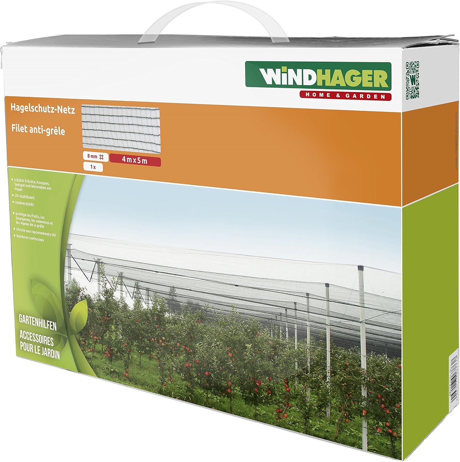 Detalle de Windhager 06773 – ochronna siatka ogrodowa 5 × 4 m, zielona, z PE