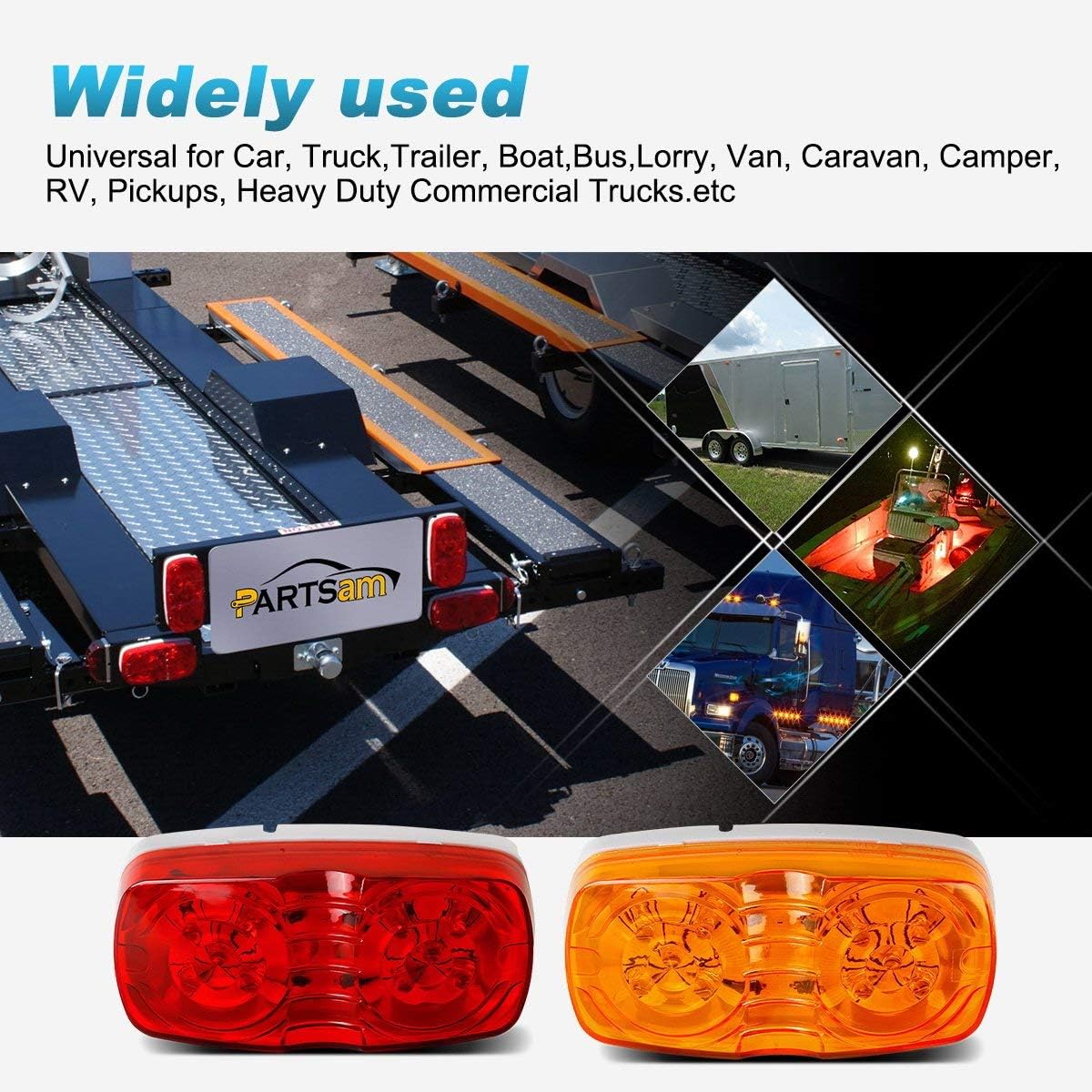 Thumbnail 5 de Partsam 14x Trailer RV Marker LED Light 4" x 2"
