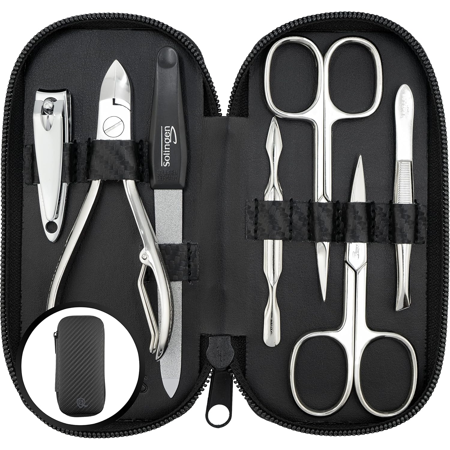 Detalle de marQus Solingen Maniküre-Set (7-teilig) für Damen & Herren mit Nagelzange – Made in Germany