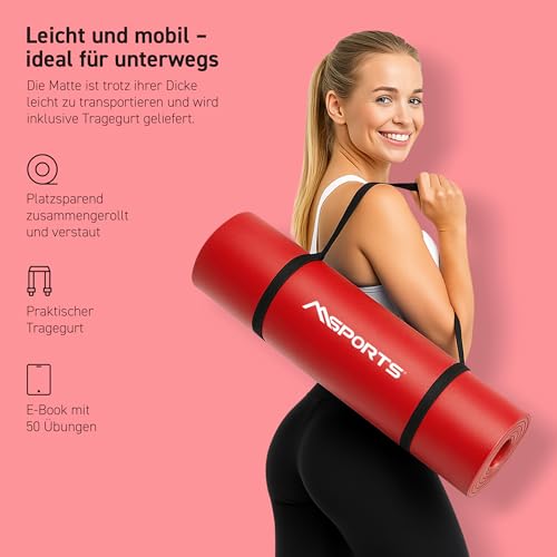 Thumbnail 2 de MSPORTS Gymnastikmatte Premium – rutschfeste Matte für Fitness, Pilates und Yoga in 190 cm Breite