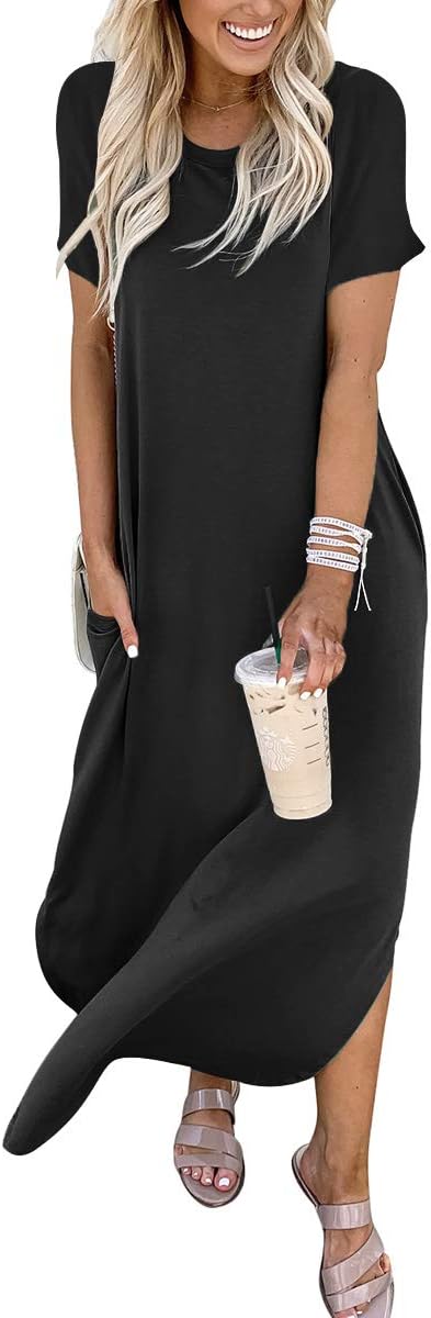 Detalle de ANRABESS Womens Summer Maxi Dress: Casual Loose T Shirt Dress for Beach Days