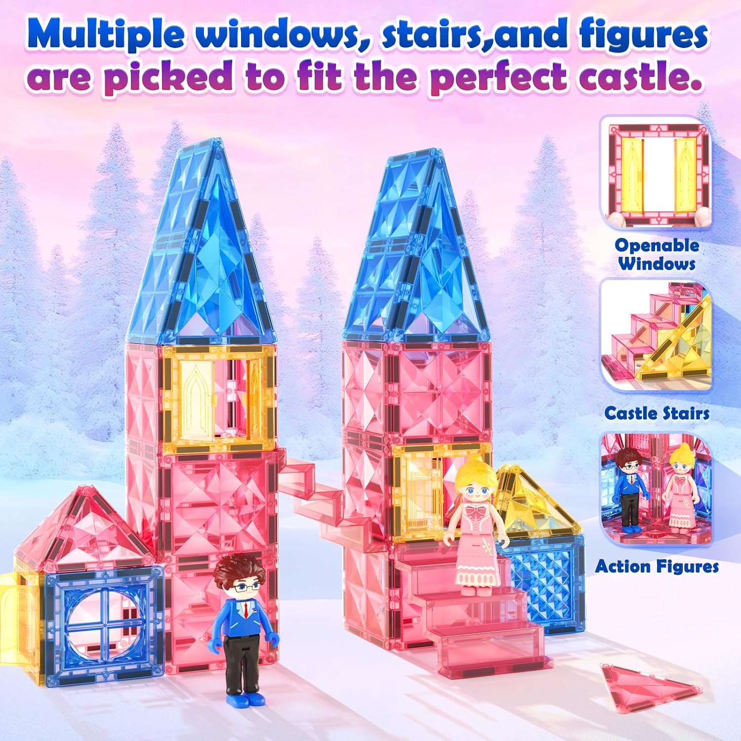 Thumbnail 3 de Soyee Diamond Magnetic Tiles: Princess Castle magnetic building blocks for ages 3–12