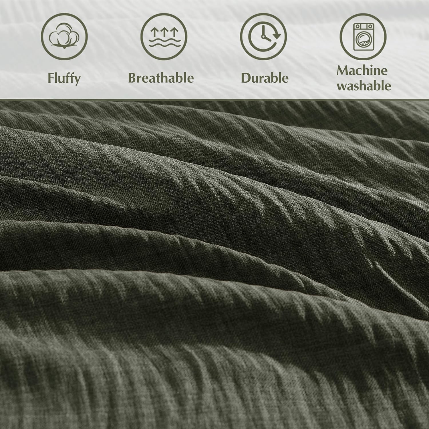 Thumbnail 5 de Geniospin Oversized King Comforter Set (7 Pieces) in Dark Green — textured comforter with sheets & pillow shams