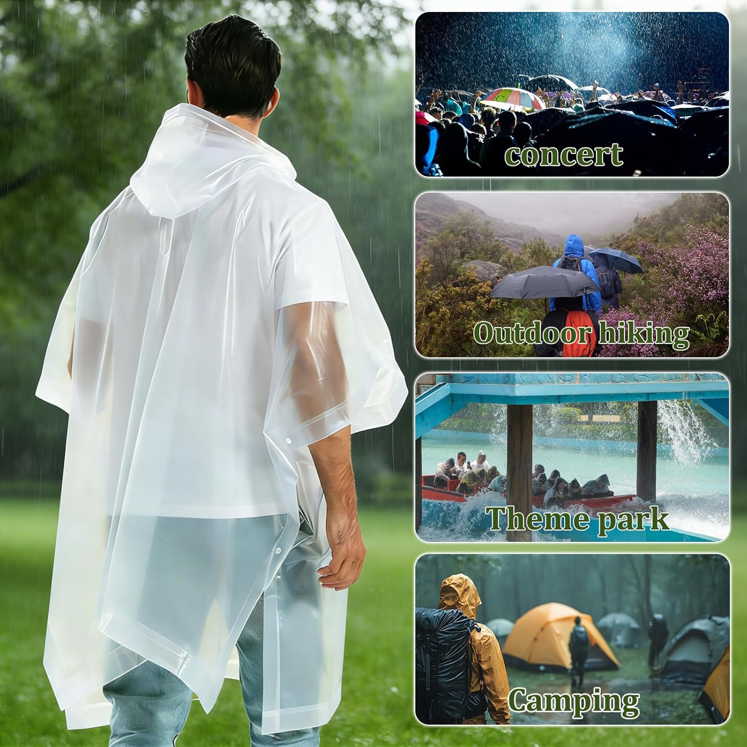 Thumbnail 4 de Yixker 2 Pack Rain Ponchos for Women & Men – EVA Waterproof with Hoods