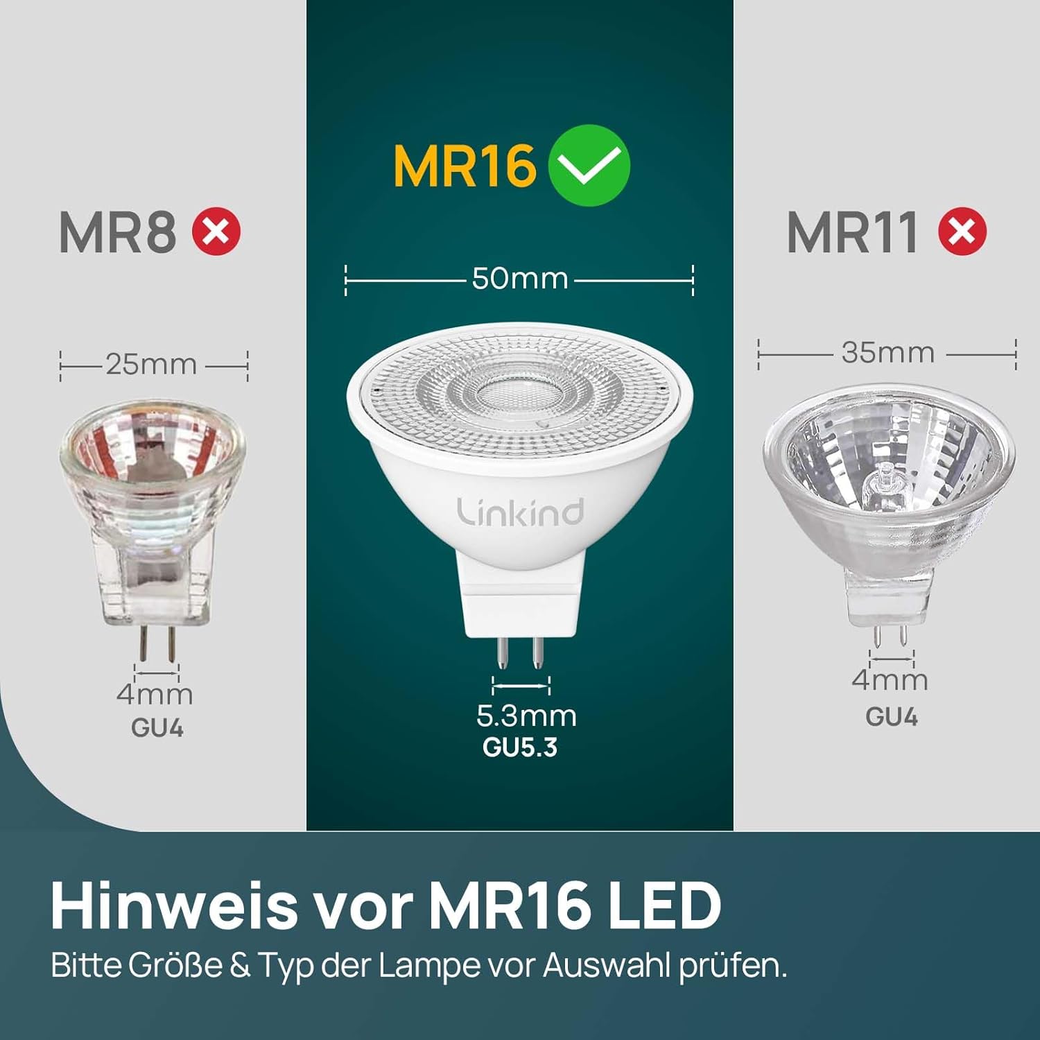 Thumbnail 2 de Linkind 12V LED Spot 35W GU5.3 – MR16 Reflektorlampen, 3 Stück, 2700K, 360 lm, 36° Strahlwinkel (nicht dimmbar)