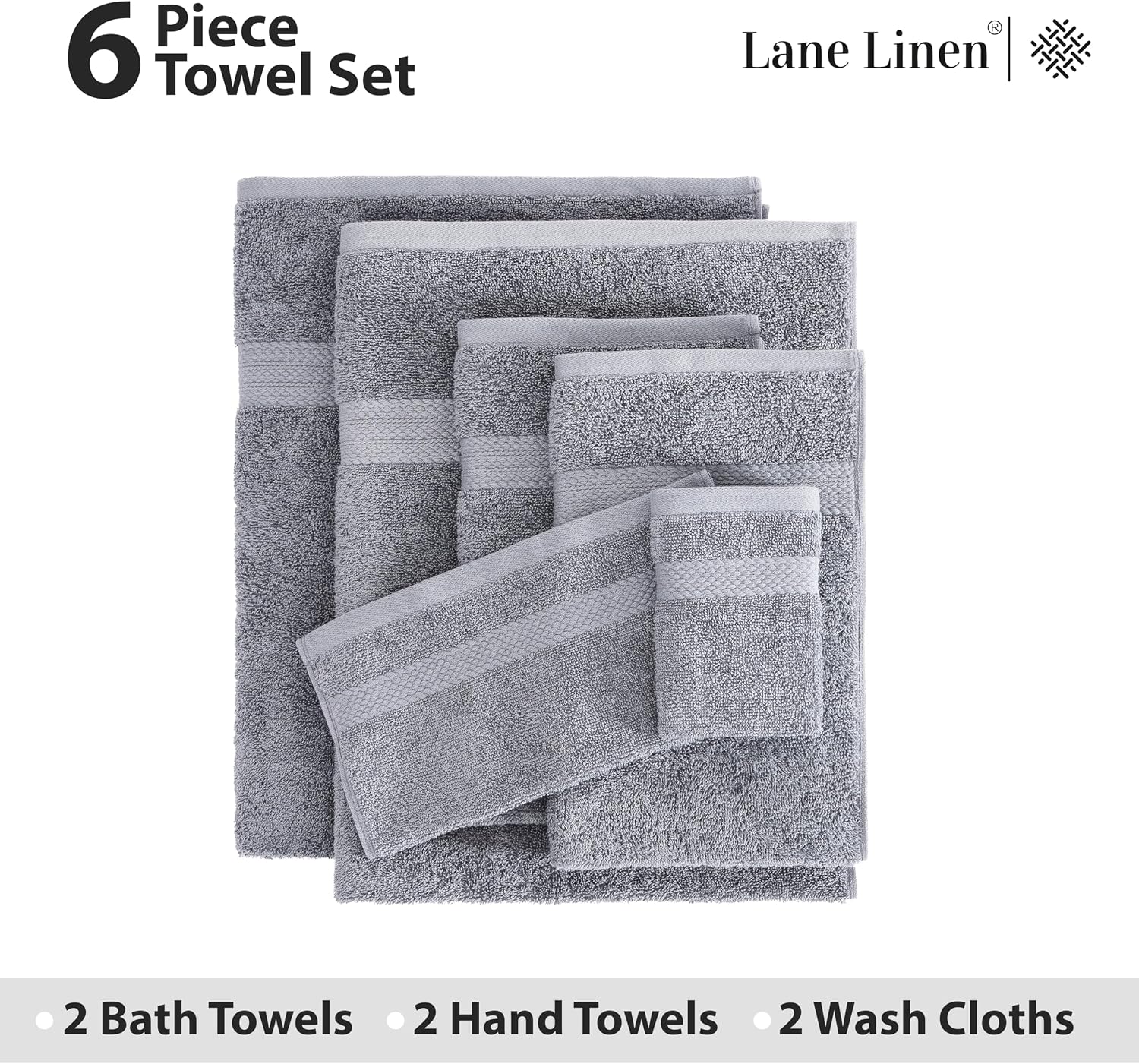 Detalle 2 de Lane Linen Mercerized Cotton 6-Piece Towels
