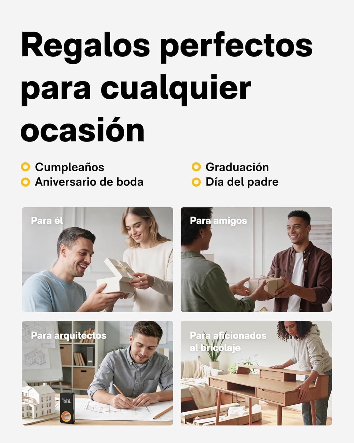 Detalle 2 de HOTO Telémetro Láser con Bluetooth y pantalla OLED (0.05–30 m, ±2 mm) con carga Type-C