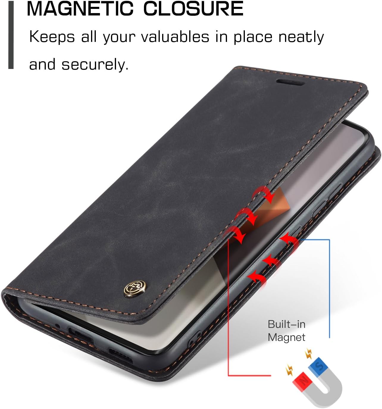 Thumbnail 1 de Lanranwa Handyhülle für Xiaomi Redmi Note 13 Pro Plus 5G – klappbares Flip Case aus PU-Leder mit Kartenfächern und Standfunktion (Schwarz)