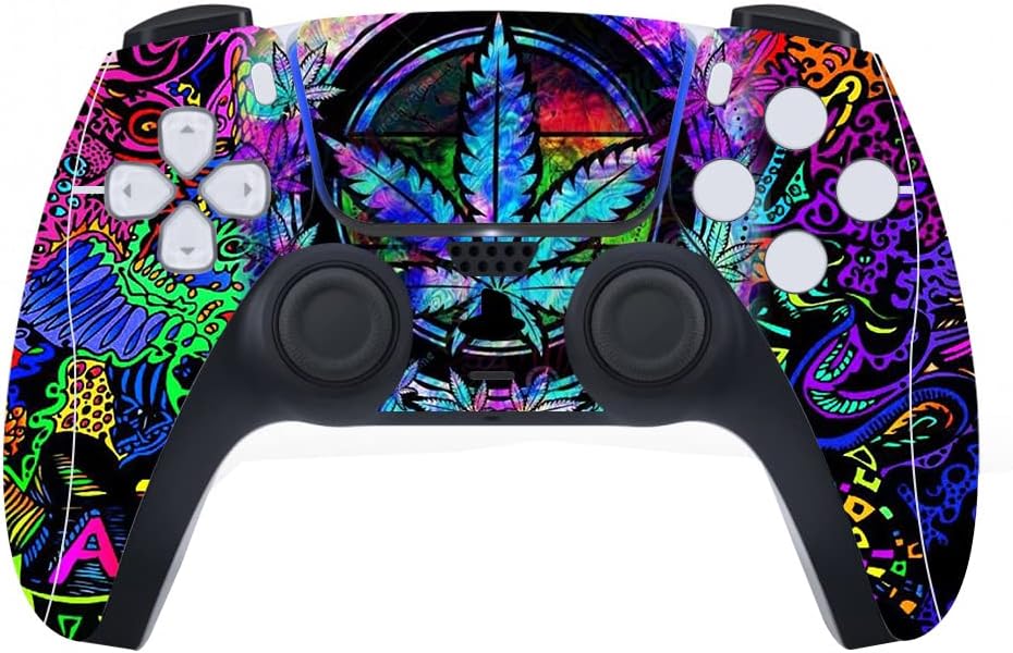 Thumbnail 3 de playvital Psychedelic Leaf full set skin decals for PS5 Digital Edition (console, controllers & accessories)