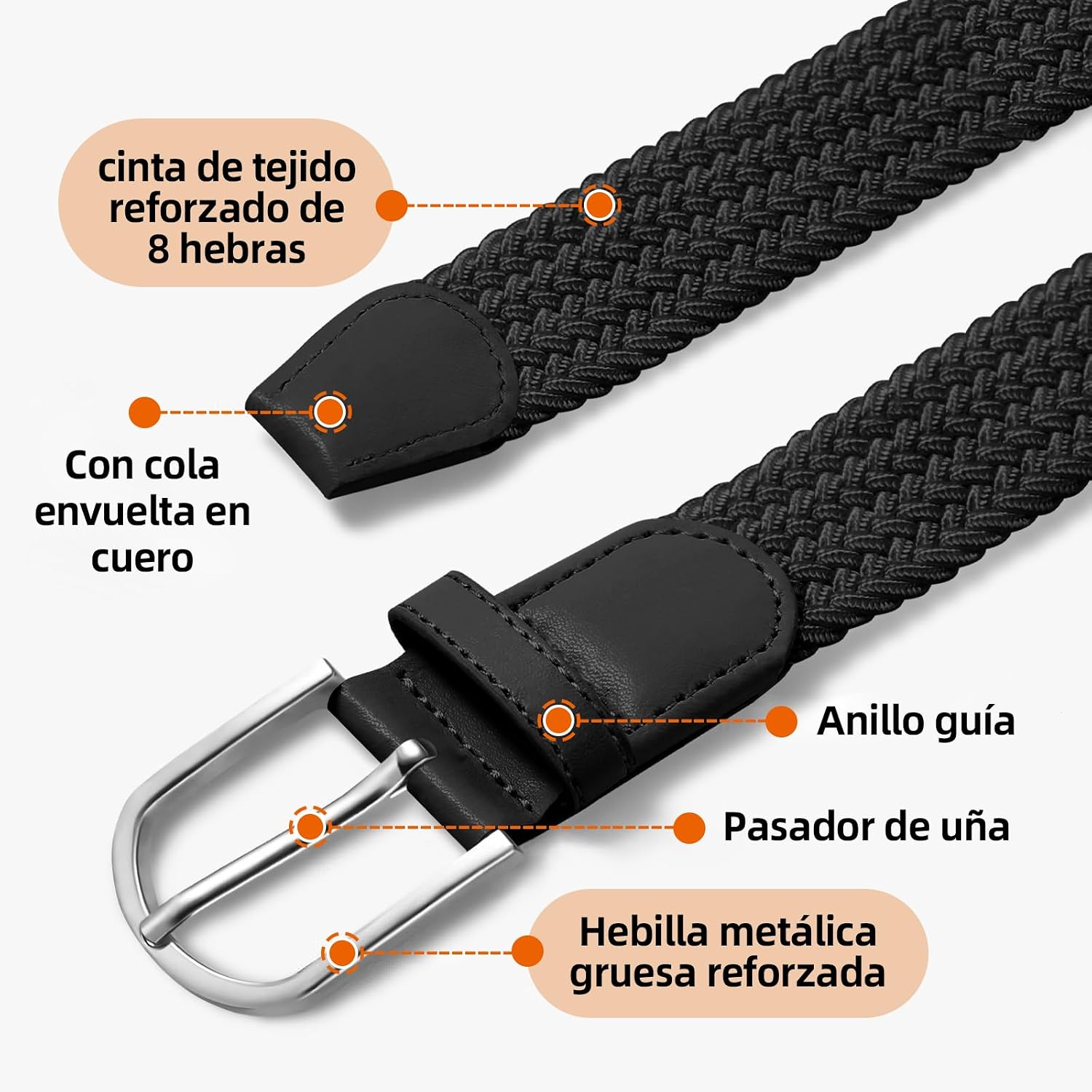 Thumbnail 4 de TANGCHAO Cinturón trenzado elástico para jeans