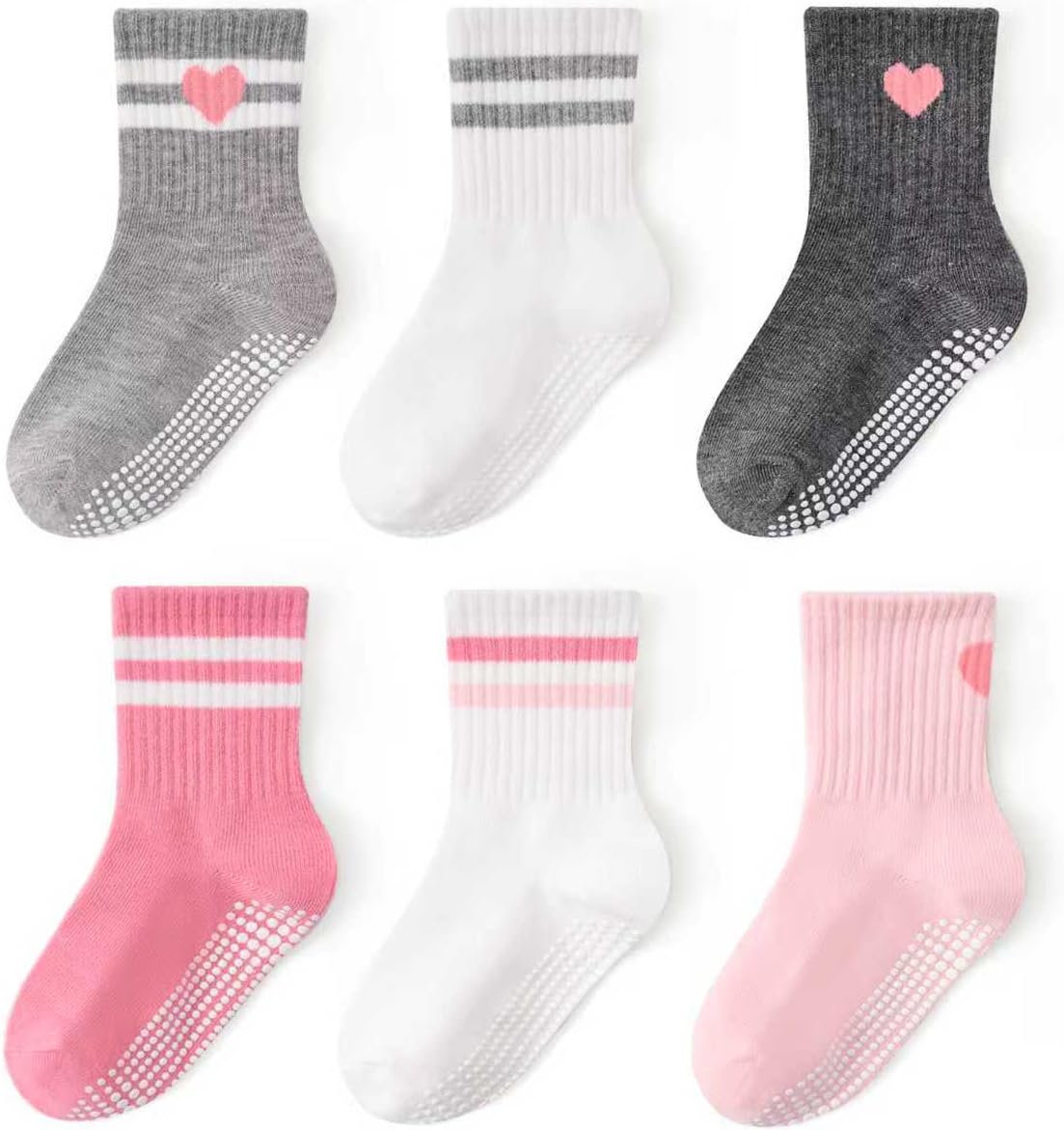 Thumbnail 6 de Bearbay Non-Slip Toddler Grip Socks with Anti-Skid Soles – 6-Pack, Unisex Cotton Crew Socks for Babies and Kids