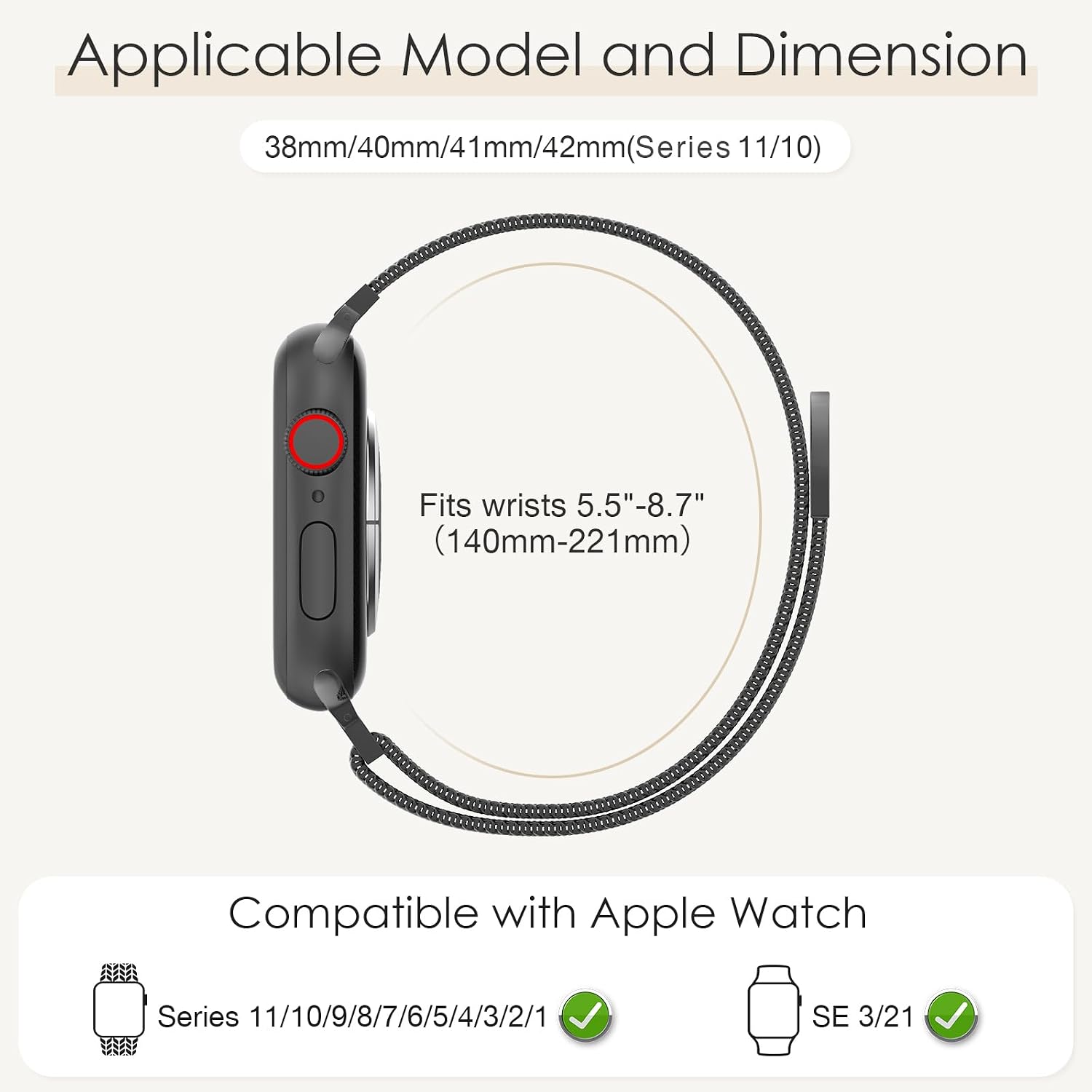 Detalle 2 de Milanese Loop Magnetic Band 38–49mm