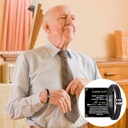 Thumbnail 5 de Bracelet Merclix Papy – Bracelet cuir 21 cm avec coffret cadeau et carte de vœux