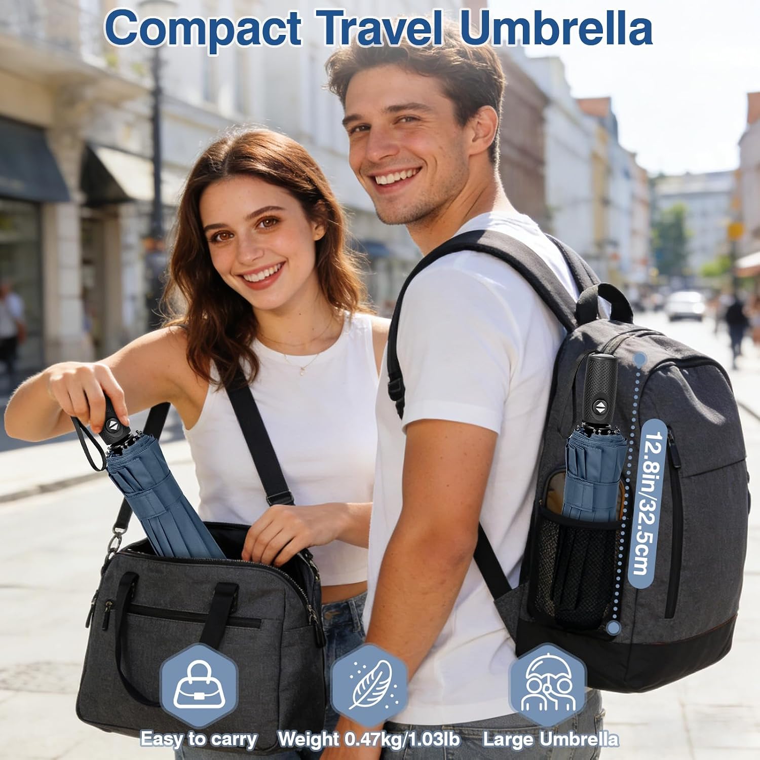 Thumbnail 4 de ZOMAKE sturmfester Regenschirm mit Auf-Zu-Automatik – kompakter Taschenschirm (470 g) für Alltag & Reise