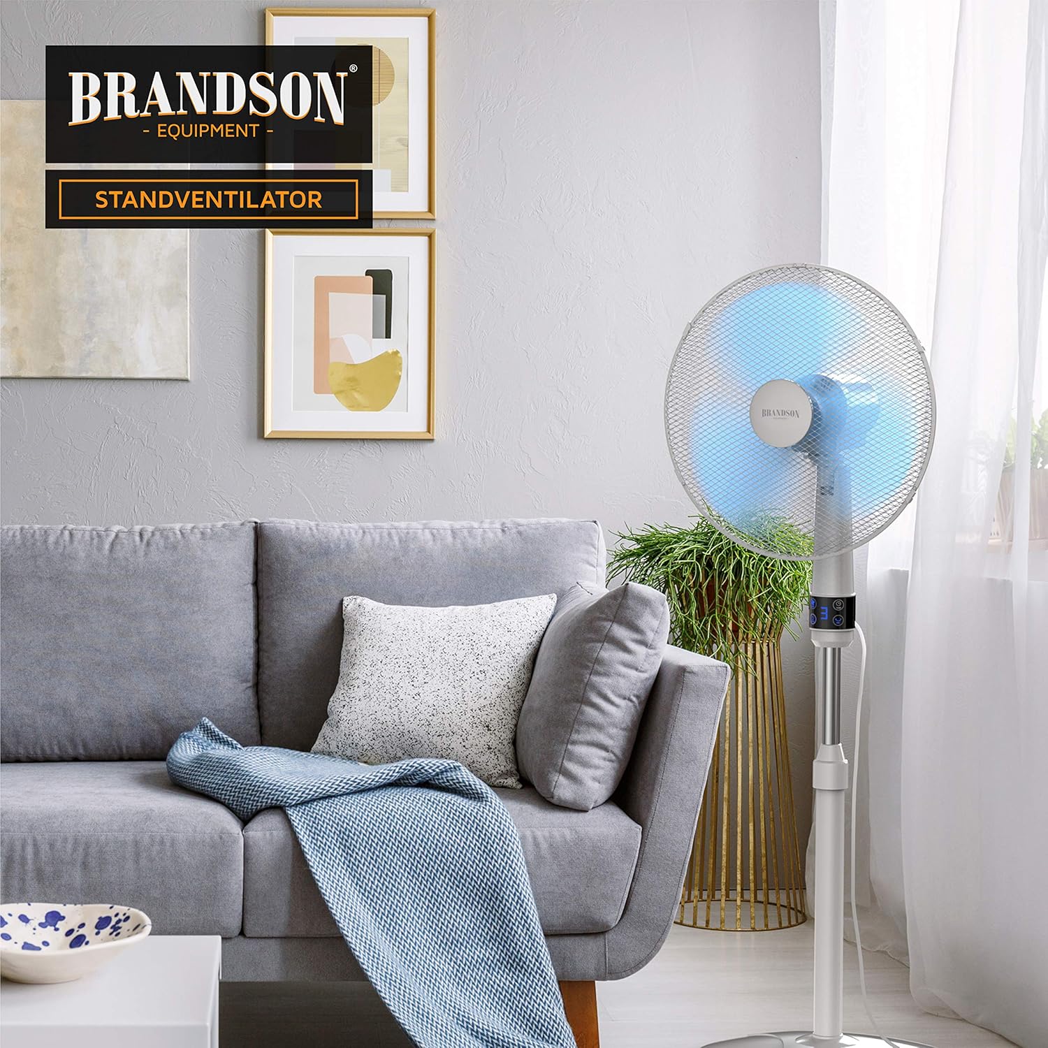 Thumbnail 6 de Brandson Standventilator mit Fernbedienung, 50 W, 125 cm Höhe – leiser 3-Stufen-Ventilator mit Oszillation