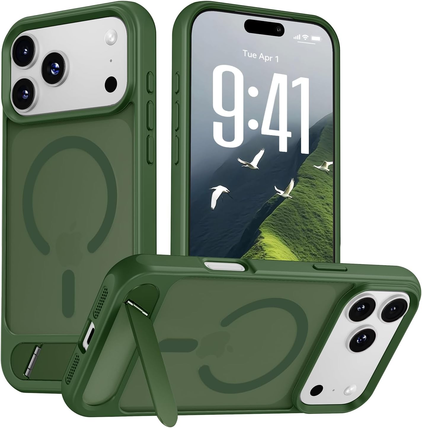 Detalle de Hoerrye Magnetic Case for iPhone 17 Pro with Built-in Stand and MagSafe Compatibility