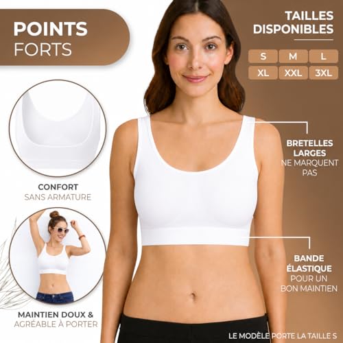 Detalle de UnsichtBra Femme Lot de 3 Soutiens-Gorge sans Armatures, Couture et Crochets | Confort quotidien (3XL)