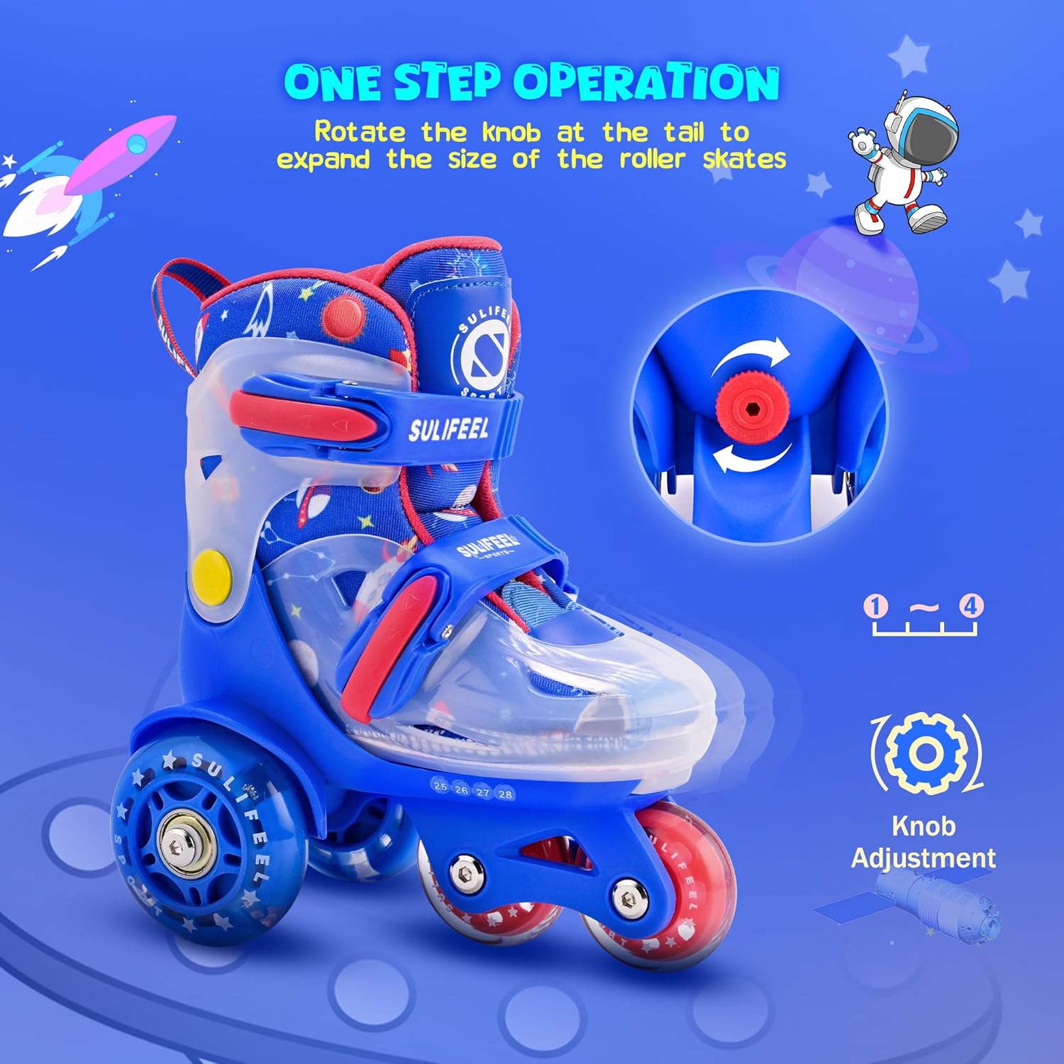 Thumbnail 2 de SULIFEEL Adjustable Roller Skates for Kids: Three-Point Balance, Light-Up Wheels, Beginner-Friendly