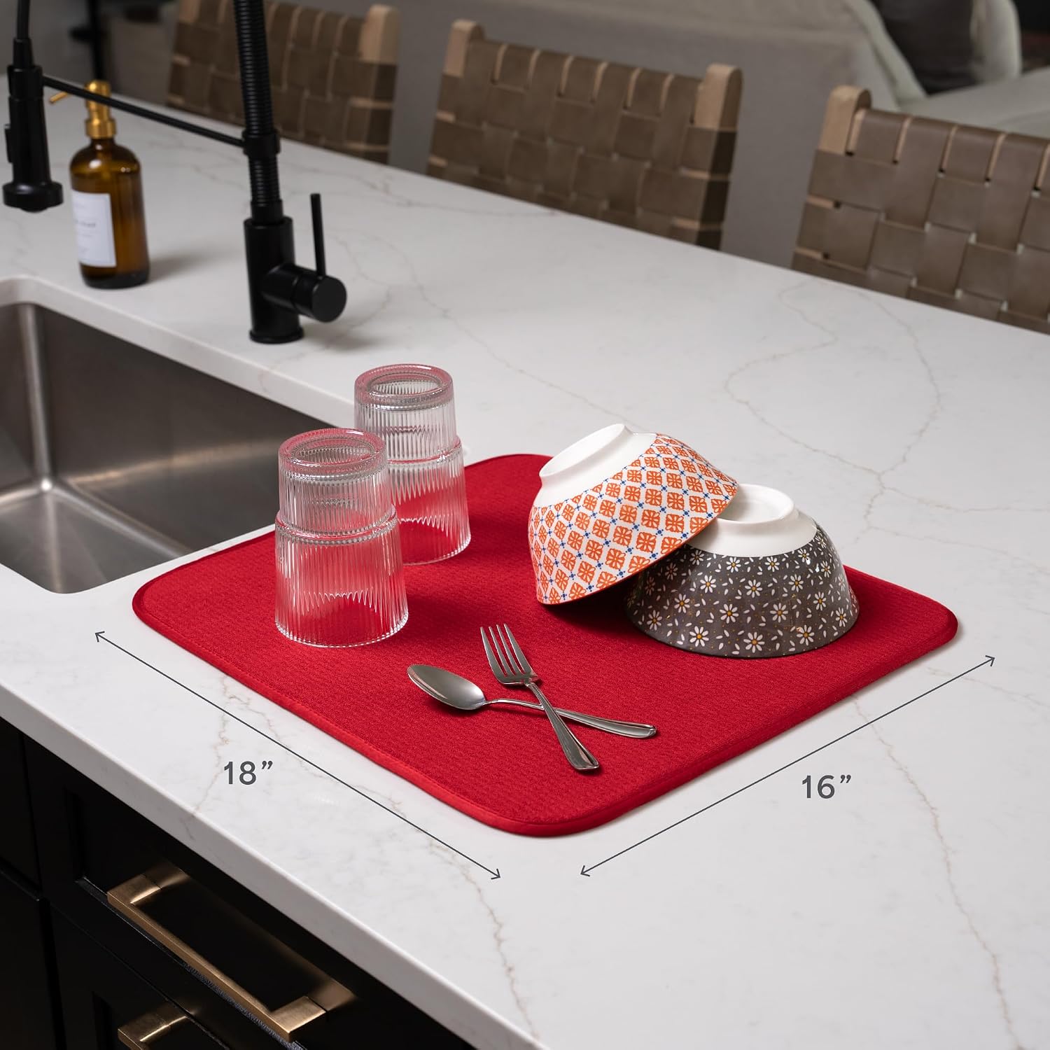 Thumbnail 4 de S&T INC. Dish Drying Mat 16" x 18" absorbent kitchen mat 🧽