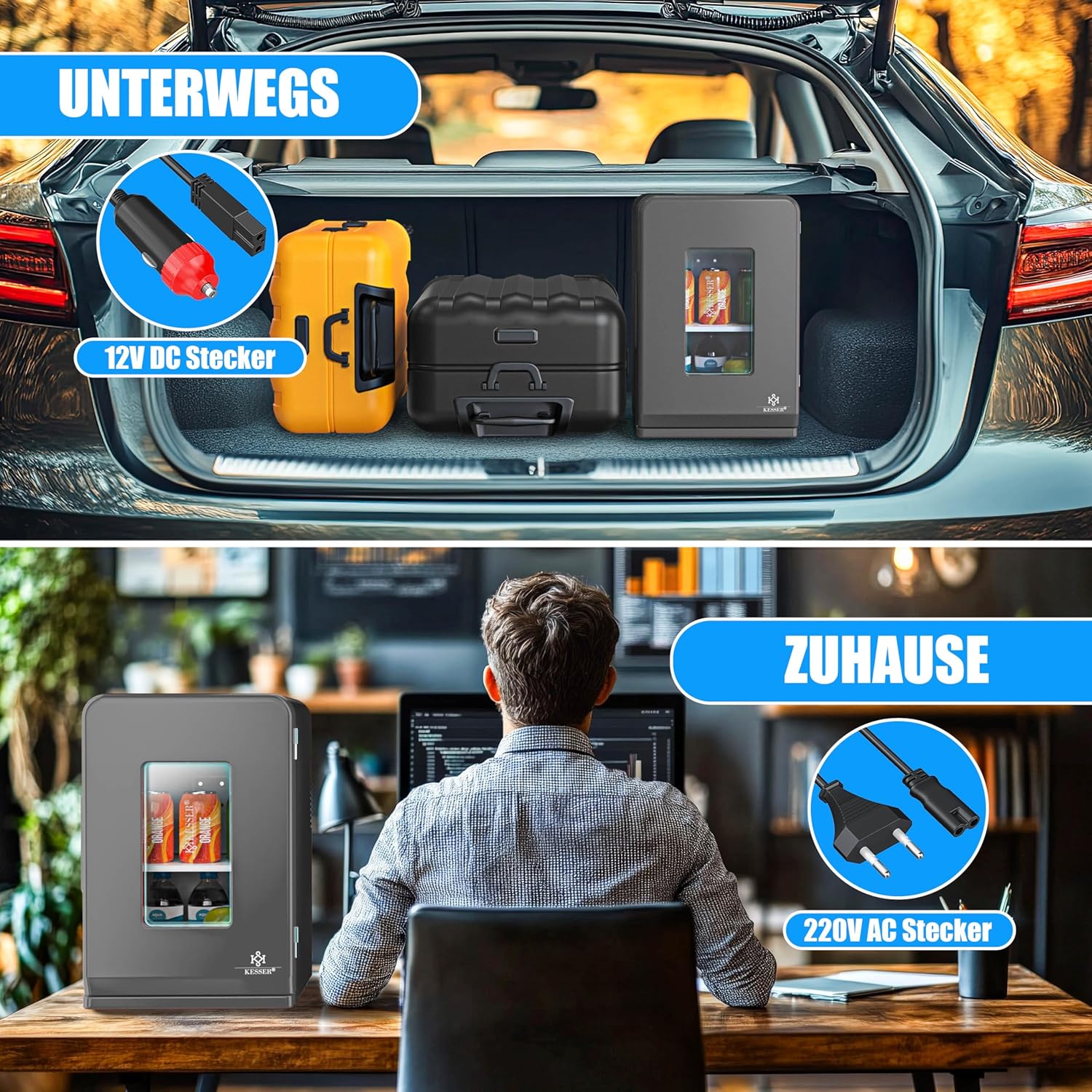 Thumbnail 5 de KESSER 2in1 Mini Kühlschrank Kühlbox (15 Liter) mit Kühl- und Heizfunktion – AC/DC für Auto, Büro, Camping