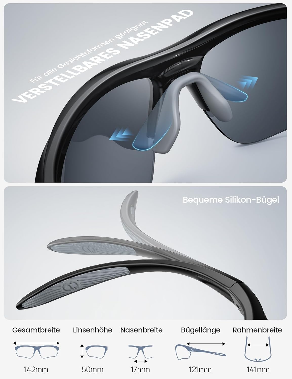 Thumbnail 5 de Lamicall Sportbrille Herren – ultraleichte TR-90 Fahrrad- & Sonnenbrille mit polarisierten UV400-Gläsern (22 g)