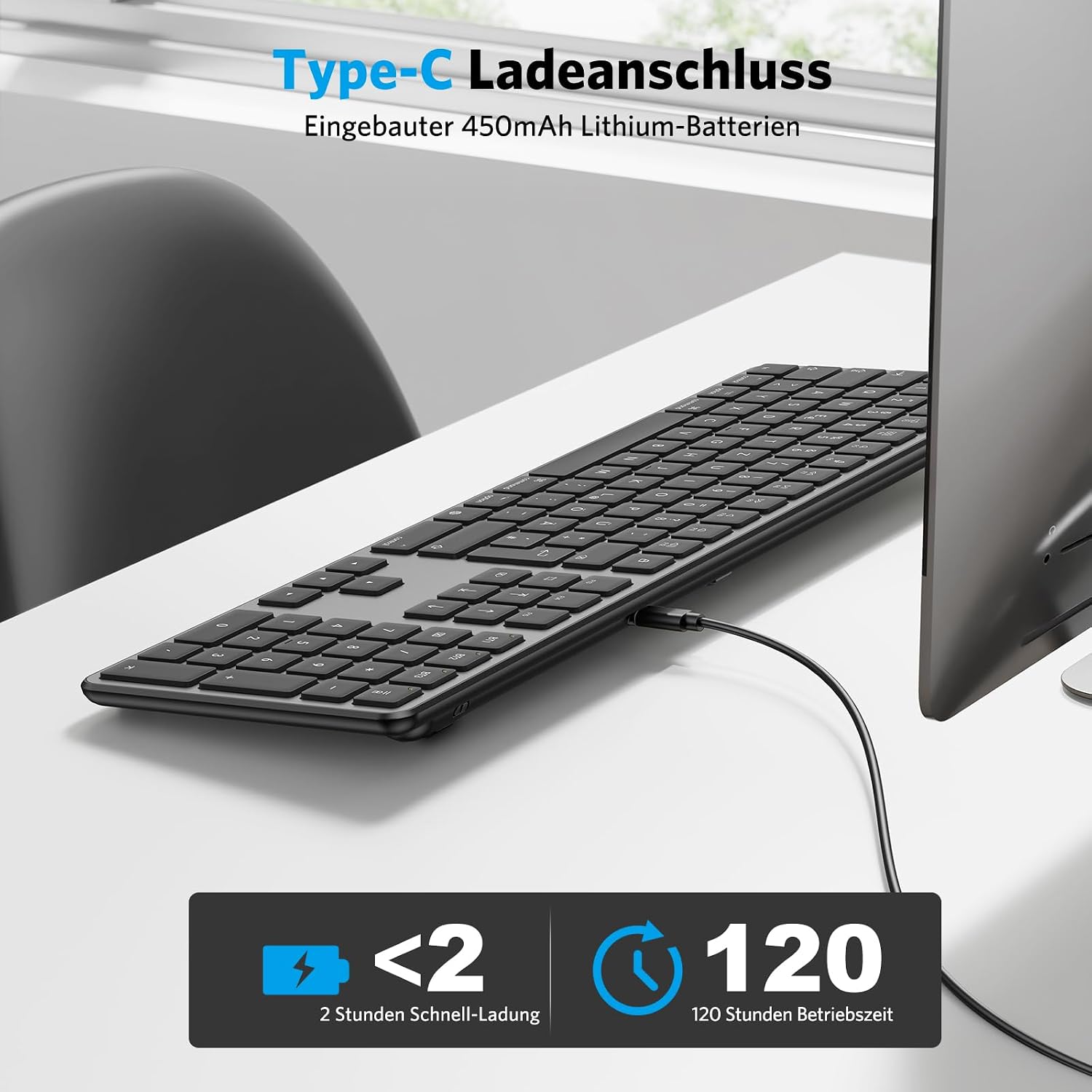 Detalle 2 de OMOTON Bluetooth Mac Tastatur mit 3 Kanälen