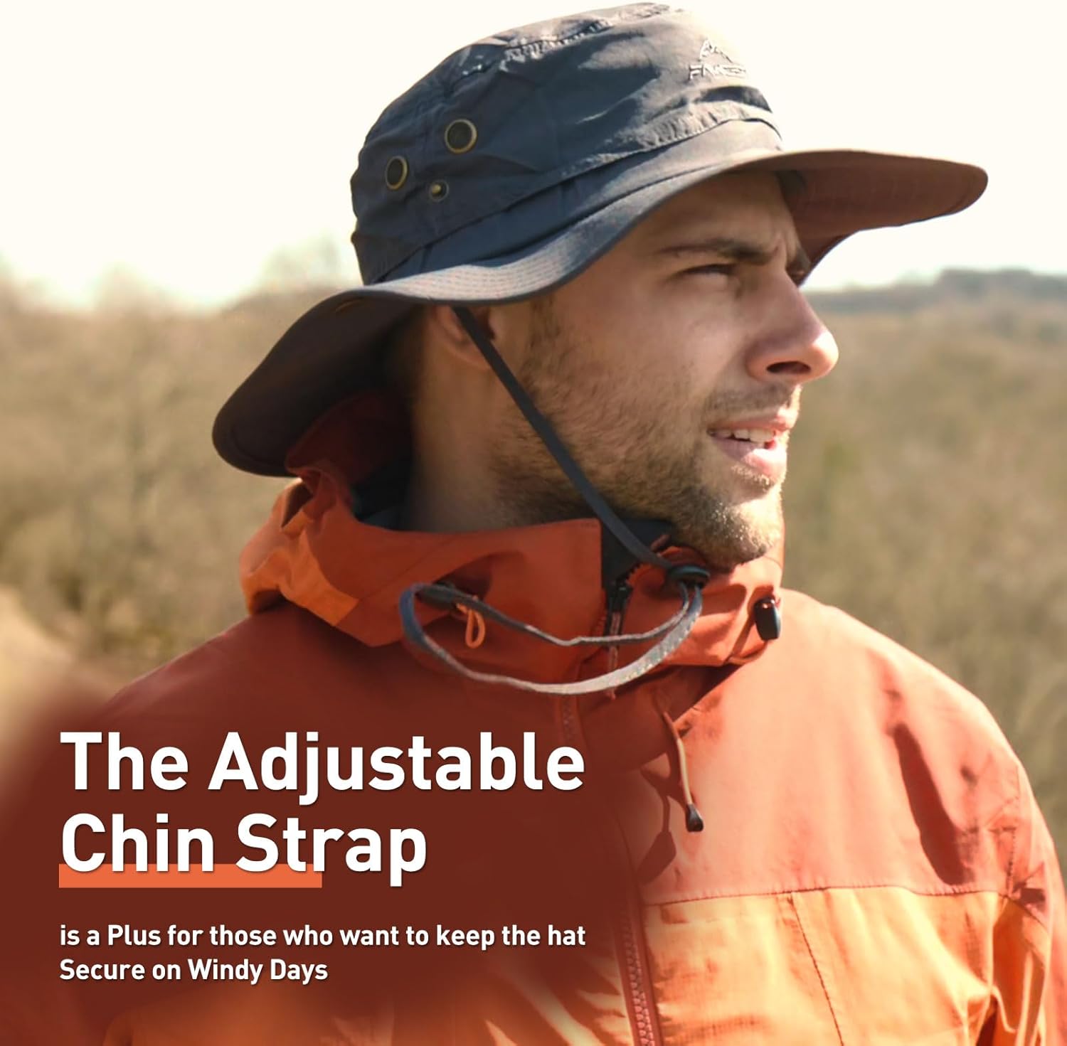 Detalle de Oversize XL/XXL Waterproof Bucket Sun Hat with UPF 50+ and Detachable Chin Strap