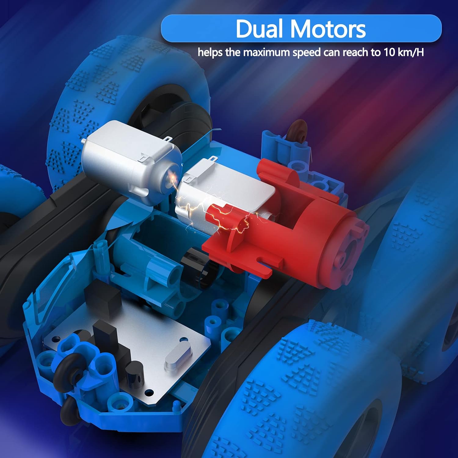 Thumbnail 2 de Hamdol Blue Thunder Edition: 360° Rotating 4WD RC Stunt Car for Kids