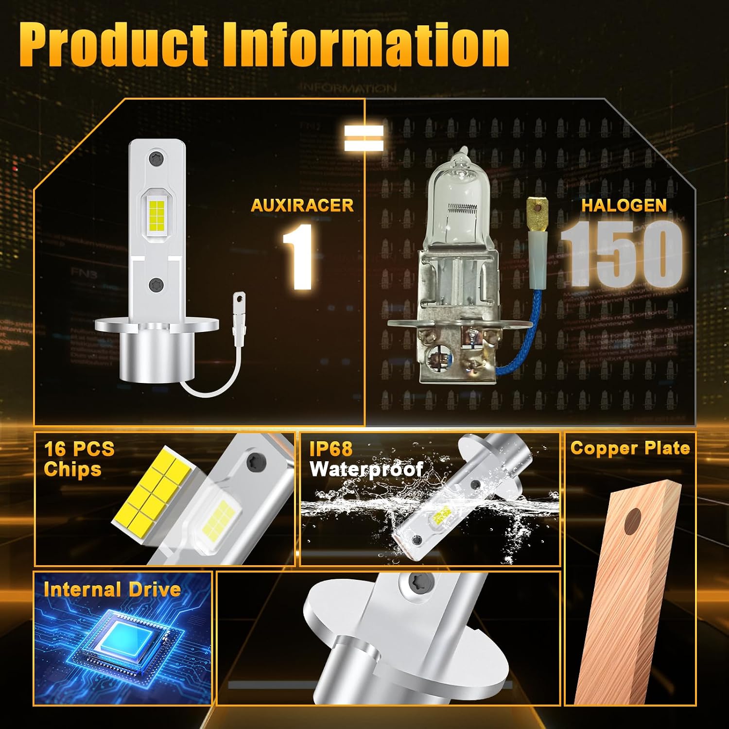 Thumbnail 3 de AUXIRACER Lampadine H3 LED 30000LM – Plug and Play, 6500K, 50.000 ore (2 pezzi)