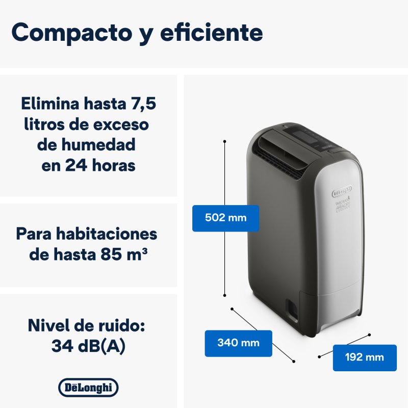 Detalle 2 de DeLonghi AriaDry Light deshumidificador 2,8 L