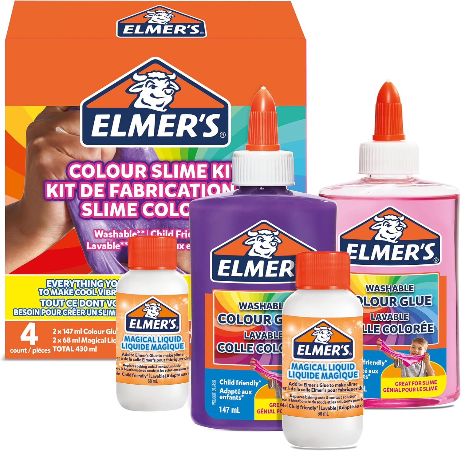 Detalle de Elmer's Colour Slime Kit 4-count slime set