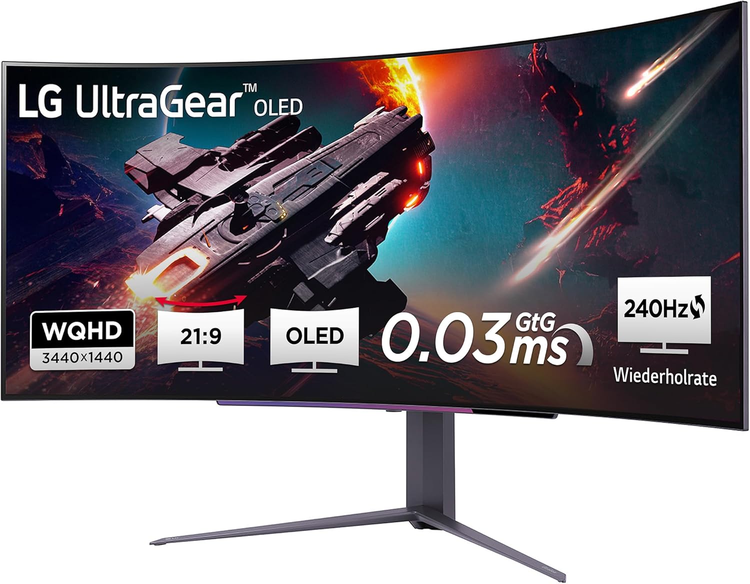 Detalle de LG Ultragear 45GS96QB-B.AEU – 45 Zoll OLED Curved Gaming-Monitor mit 240 Hz