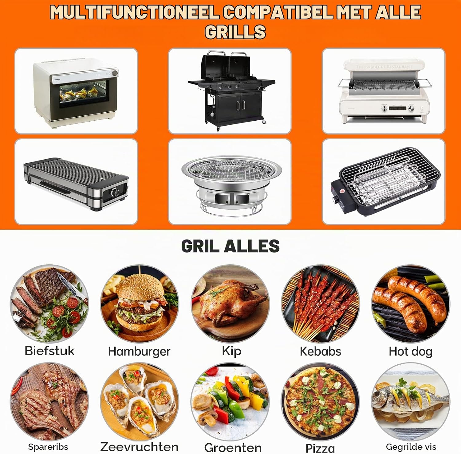 Detalle 1 de SPGOOD 9020B grillmatten, 4 stuks van 50 x 40 cm, herbruikbaar en antiaanbak