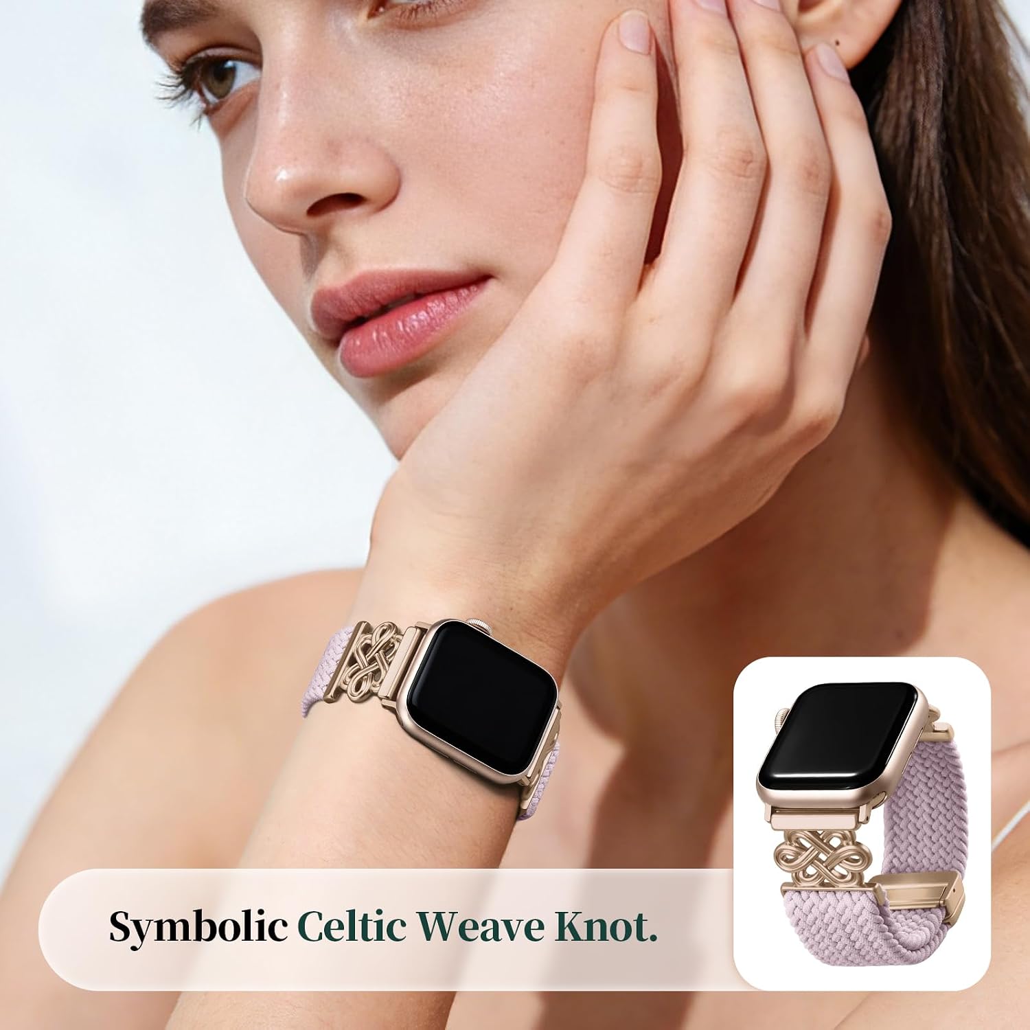Detalle de Wutwuk Braided Magnetic Strap for Apple Watch (42mm/S11/10) – 38–42mm Universal, Celtic Metal Detail