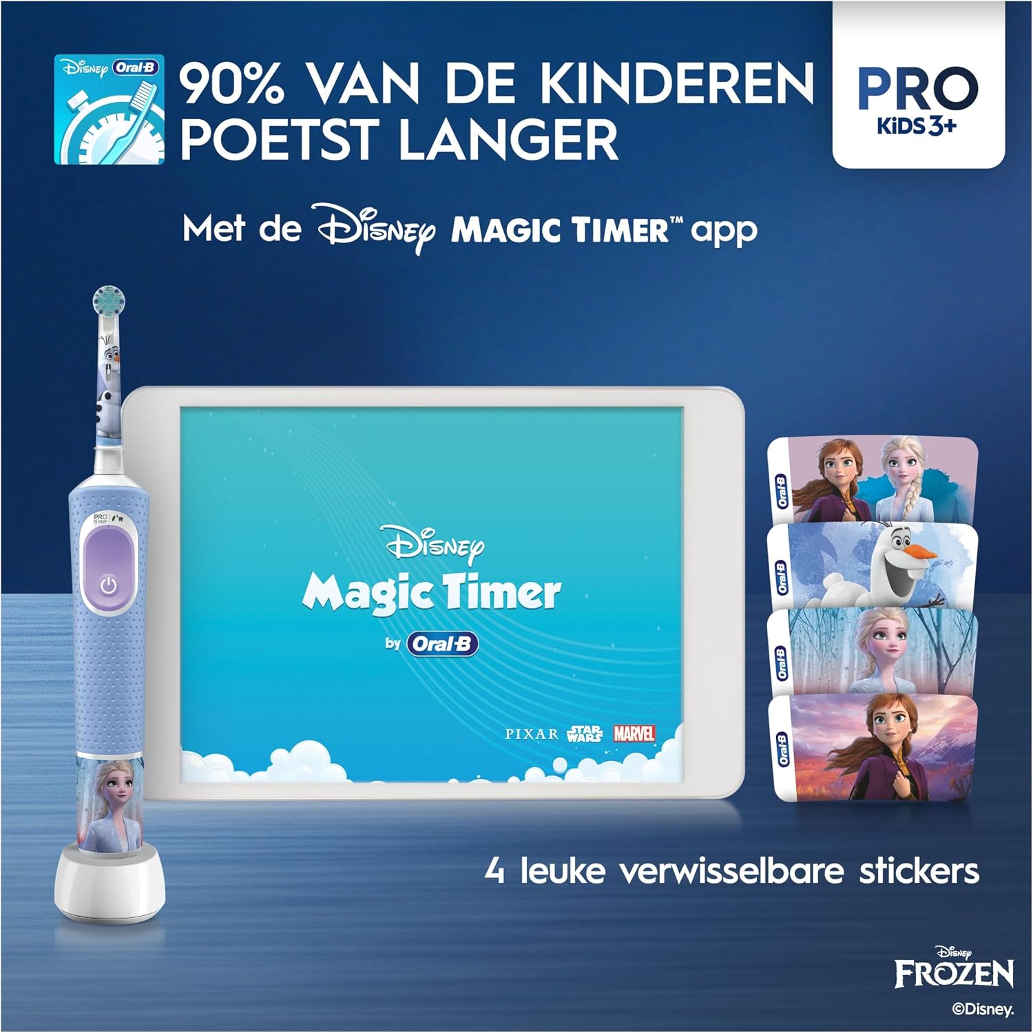 Detalle 2 de Oral-B Pro Kids elektrische tandenborstel met Frozen-design en zachte ronde opzetborstel