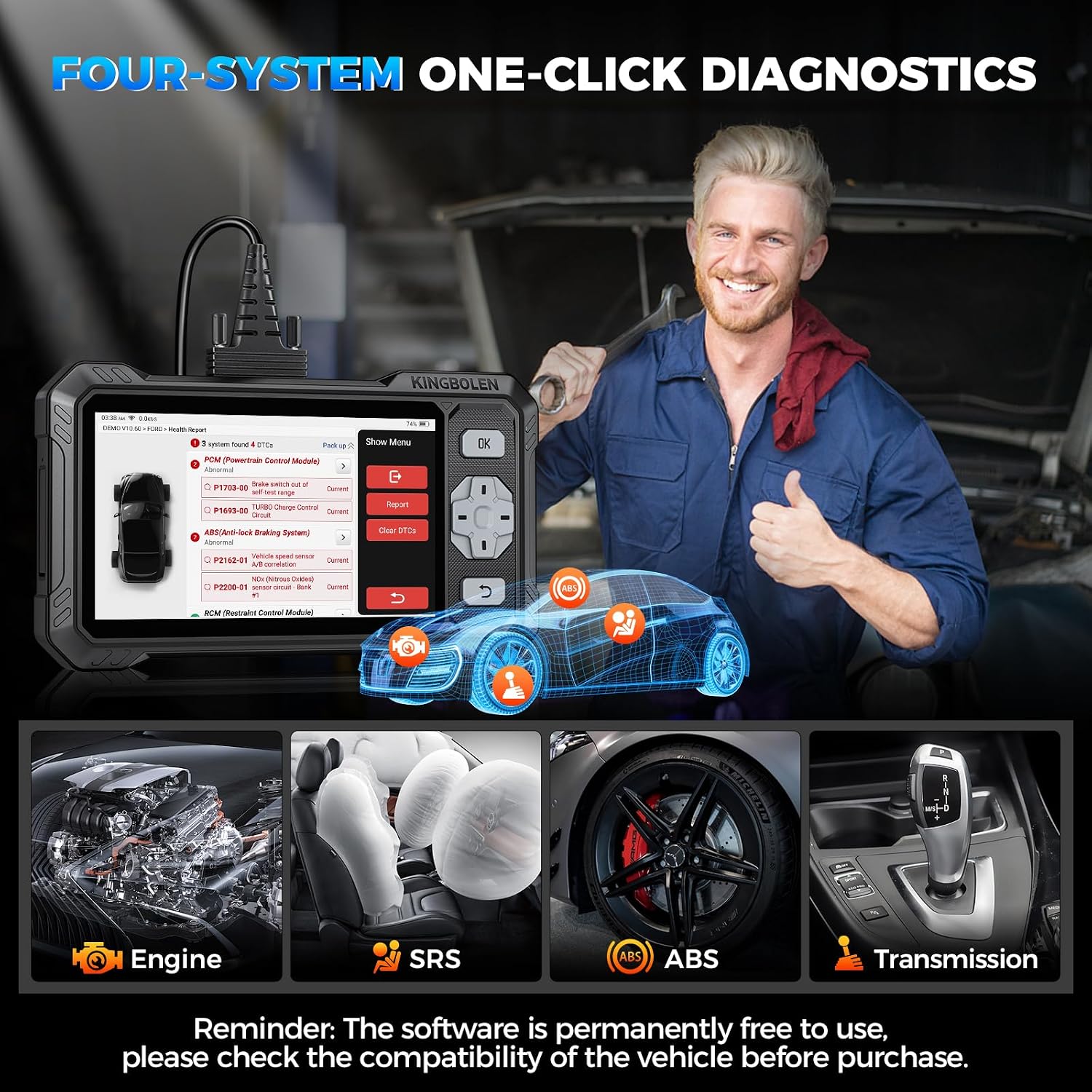 Thumbnail 3 de KINGBOLEN S608 OBD2 scanner with 9 resets