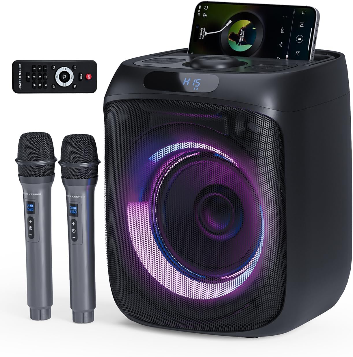 Cassa Karaoke 400W per Adulti: Bluetooth, 2 Microfoni Wireless e Luci LED per Feste Indoor/Outdoor