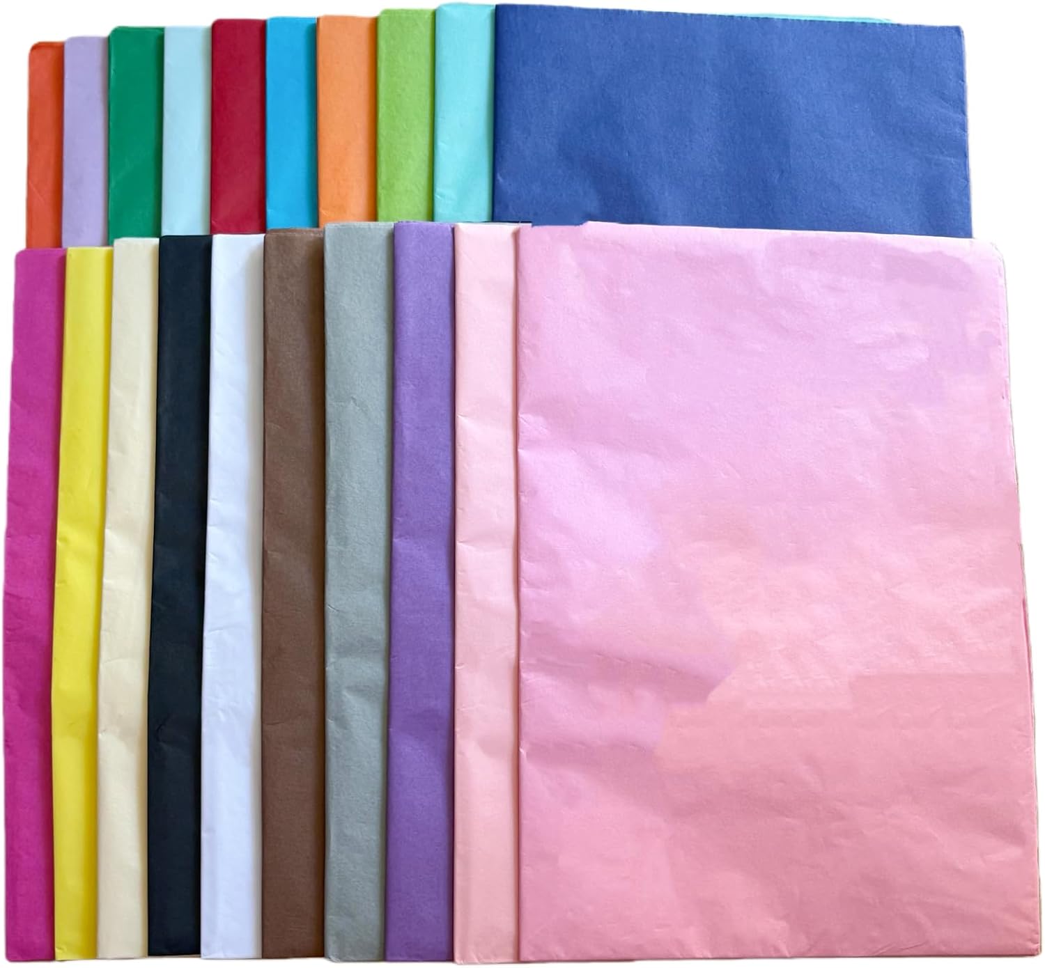 Detalle de 100 Blatt Seidenpapier bunt (50 x 70 cm) mit 20 Farben – Tissue Paper zum Verpacken & Basteln