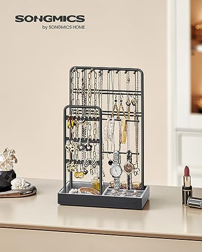 Detalle de SONGMICS Portagioie JJS021B01: Espositore per Gioielli in Metallo con Velluto, Nero