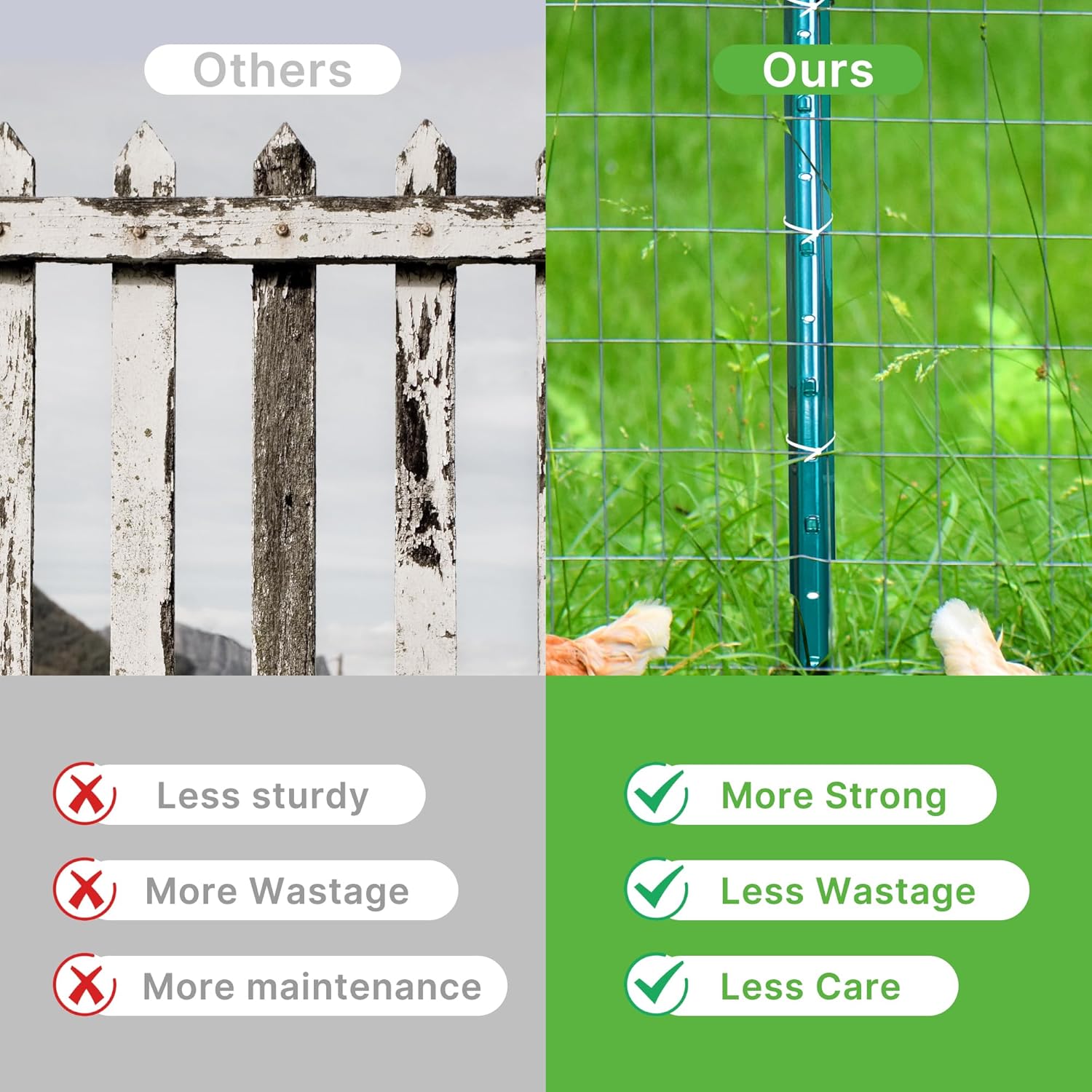 Thumbnail 2 de Thealyn 7 ft (213 cm) U fence posts, pack of 10 – galvanised steel for 5 ft wire fence mesh