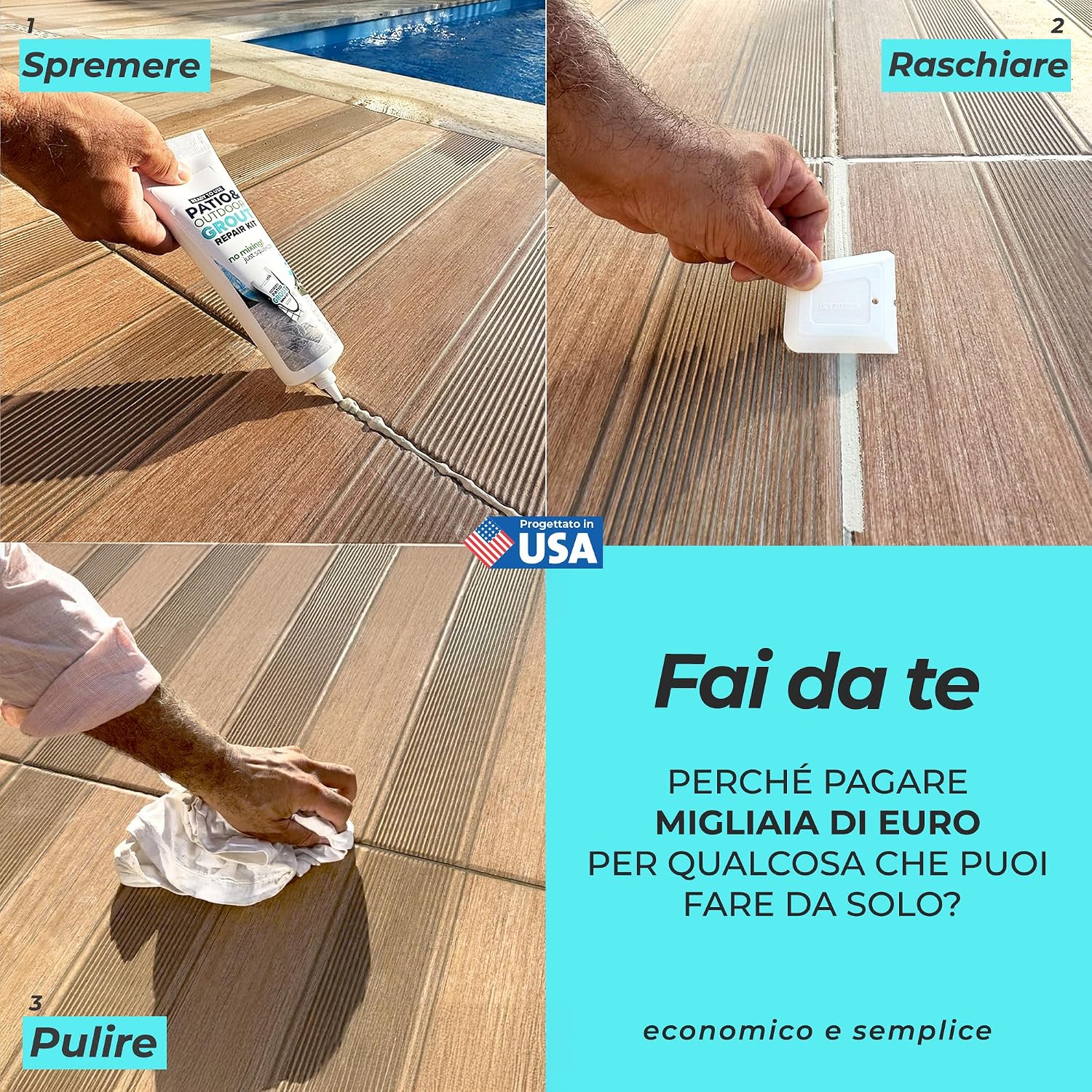 Thumbnail 1 de Riparazione Fughe Piastrelle Esterni Pronto all’Uso con Raschietto – 400 g, Colore Sabbia