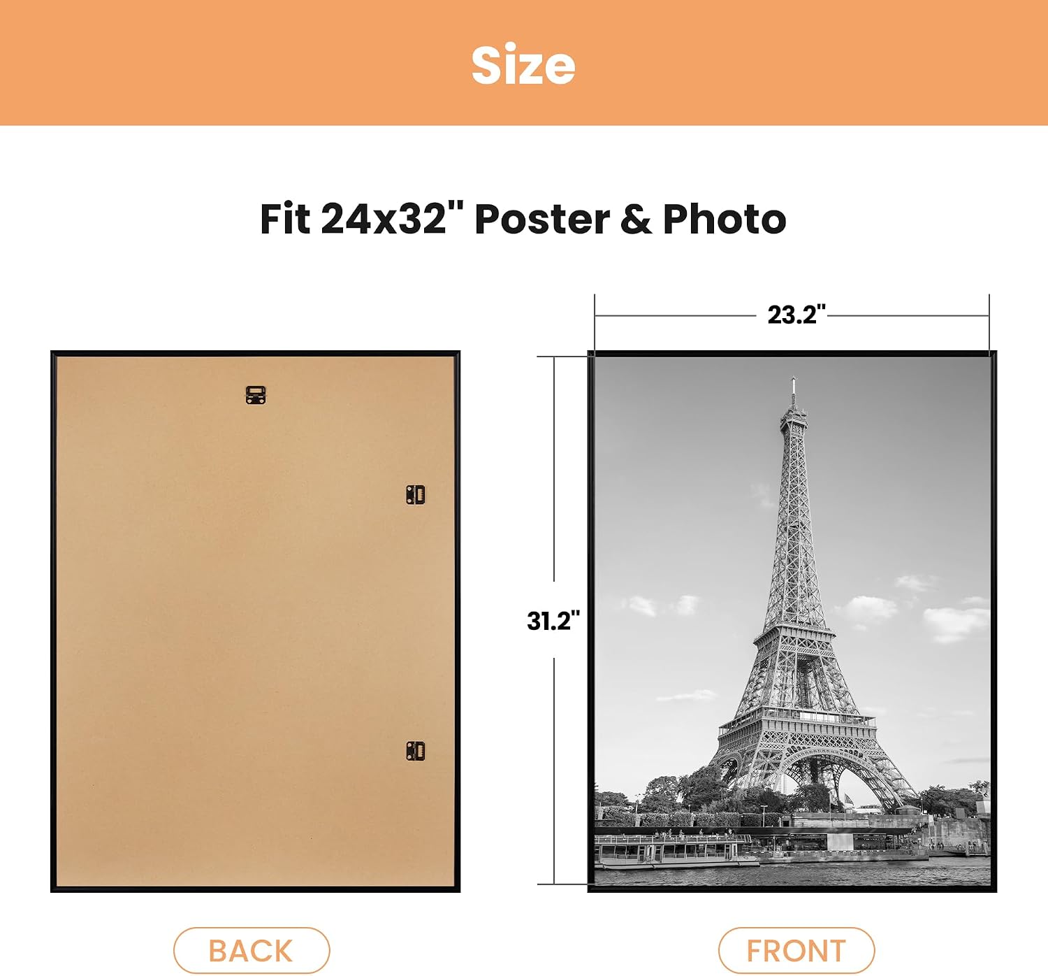 Detalle de upsimples PFUP0440AMUS 24x32 Poster Frames, Black, 3-Pack