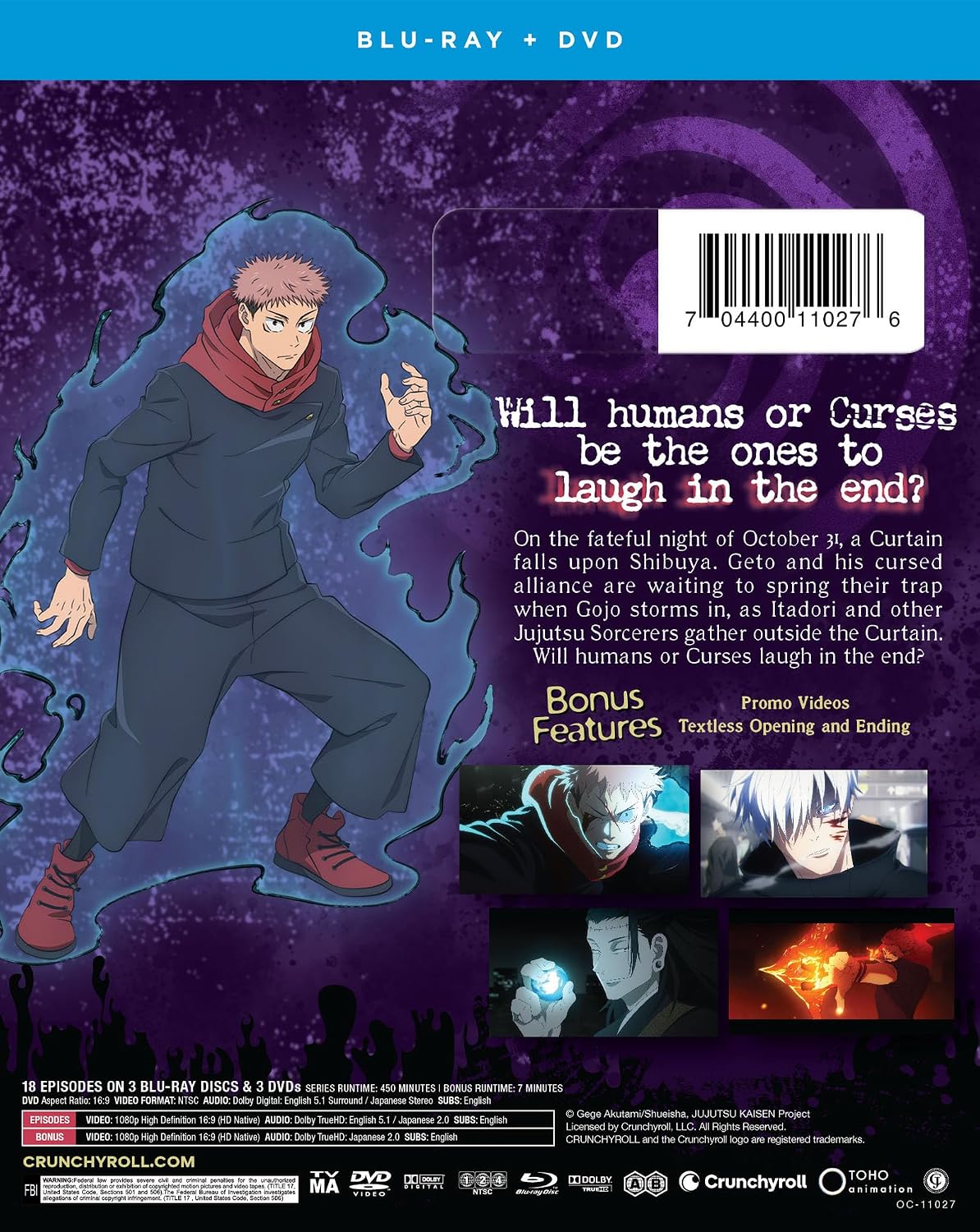 Detalle de Jujutsu Kaisen 11027 Season 02 Part 02 Blu-ray & DVD Box Set