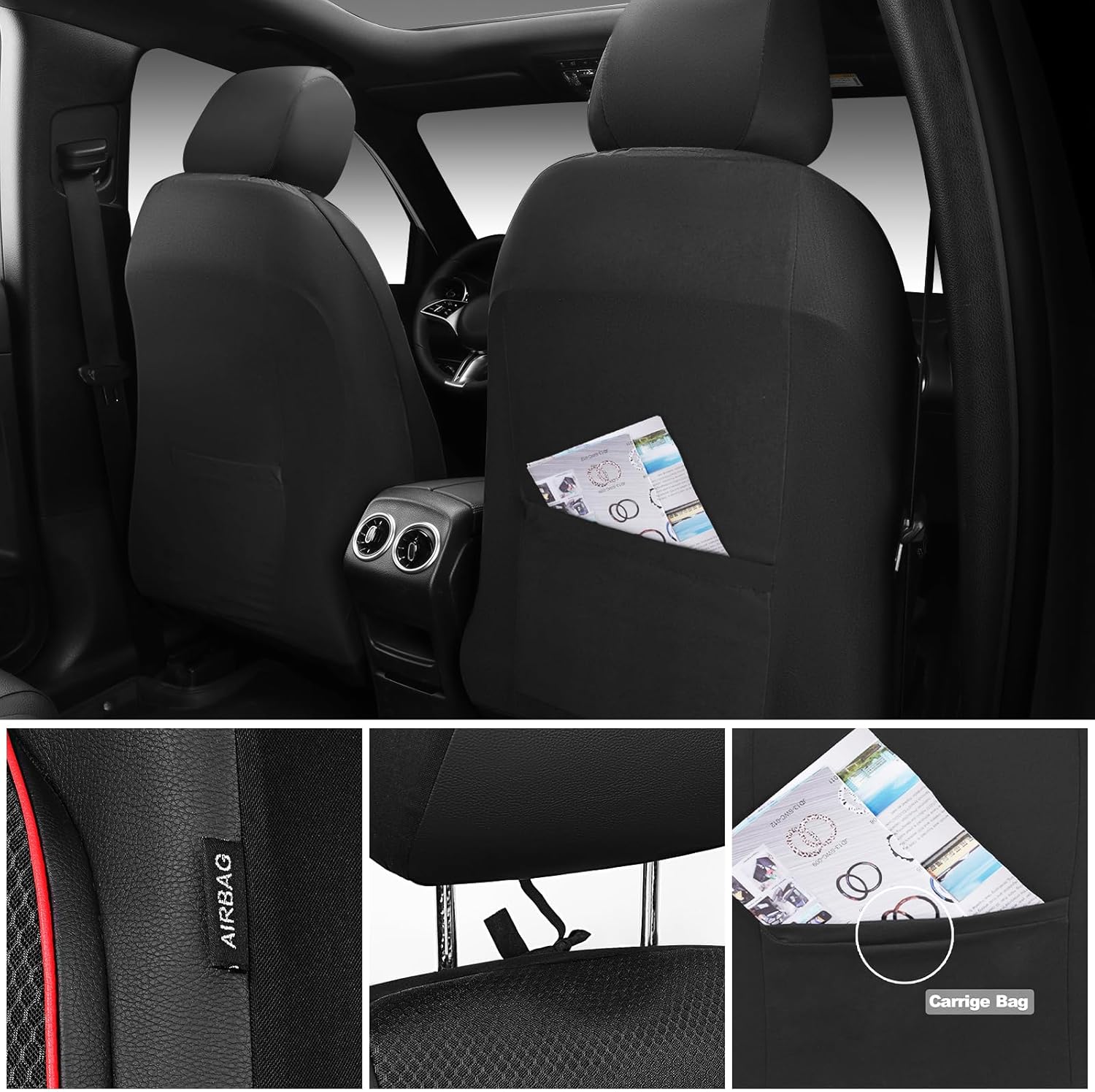 Detalle 2 de CAR PASS 3D Foam Leather Front Seat Covers Red