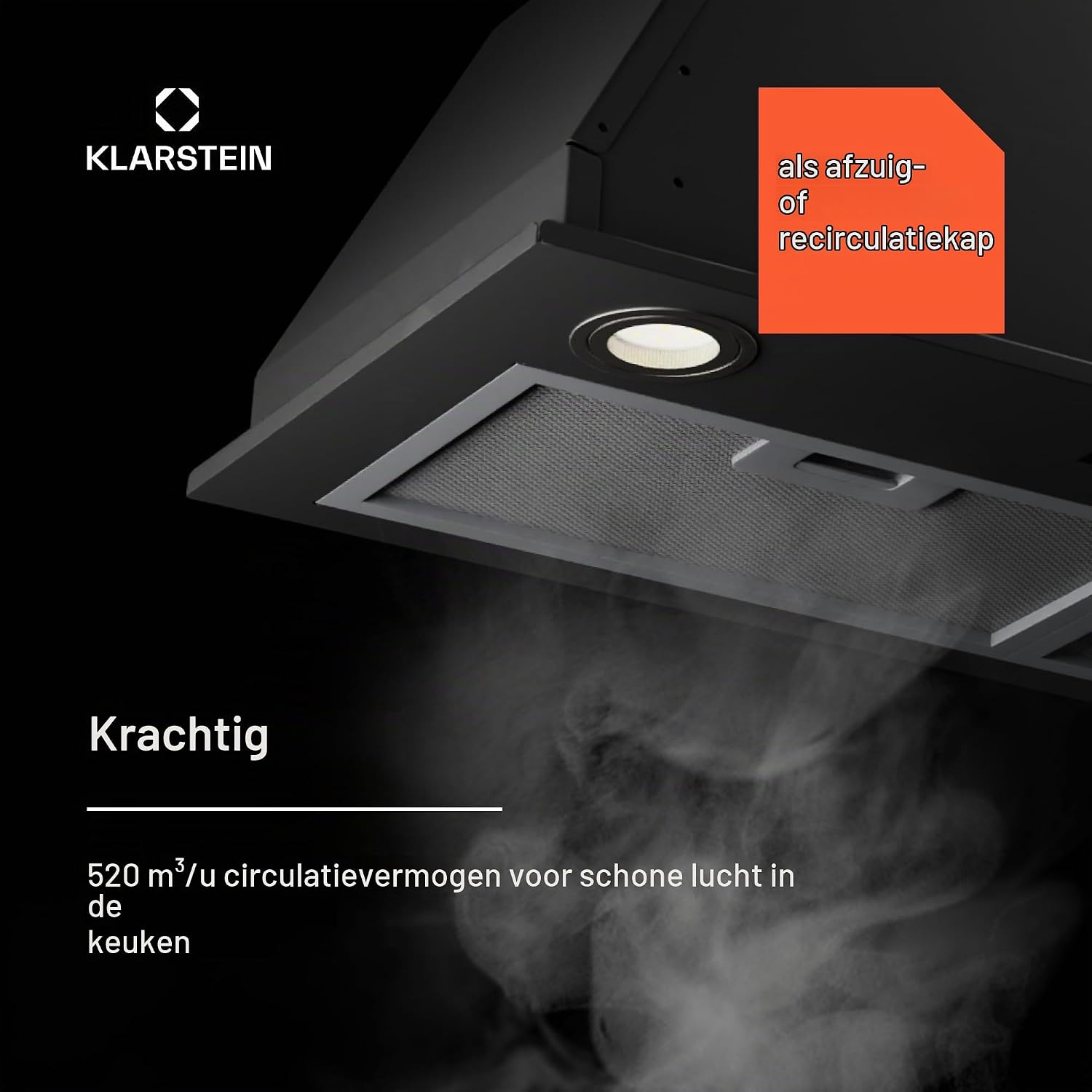 Detalle de Klarstein CGCH3-Paolo-72BK afzuigkap 72 cm met ledverlichting en 439 m³/u
