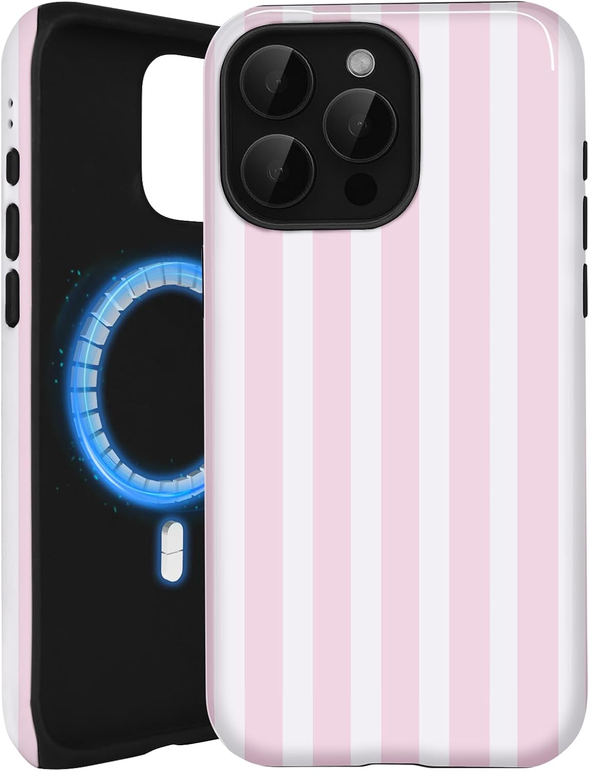 Thumbnail 6 de Amzfield iPhone 15 Pro Case with MagSafe, Dual-Layer Hybrid Protection (Pastel Pink, Striped Aesthetic)