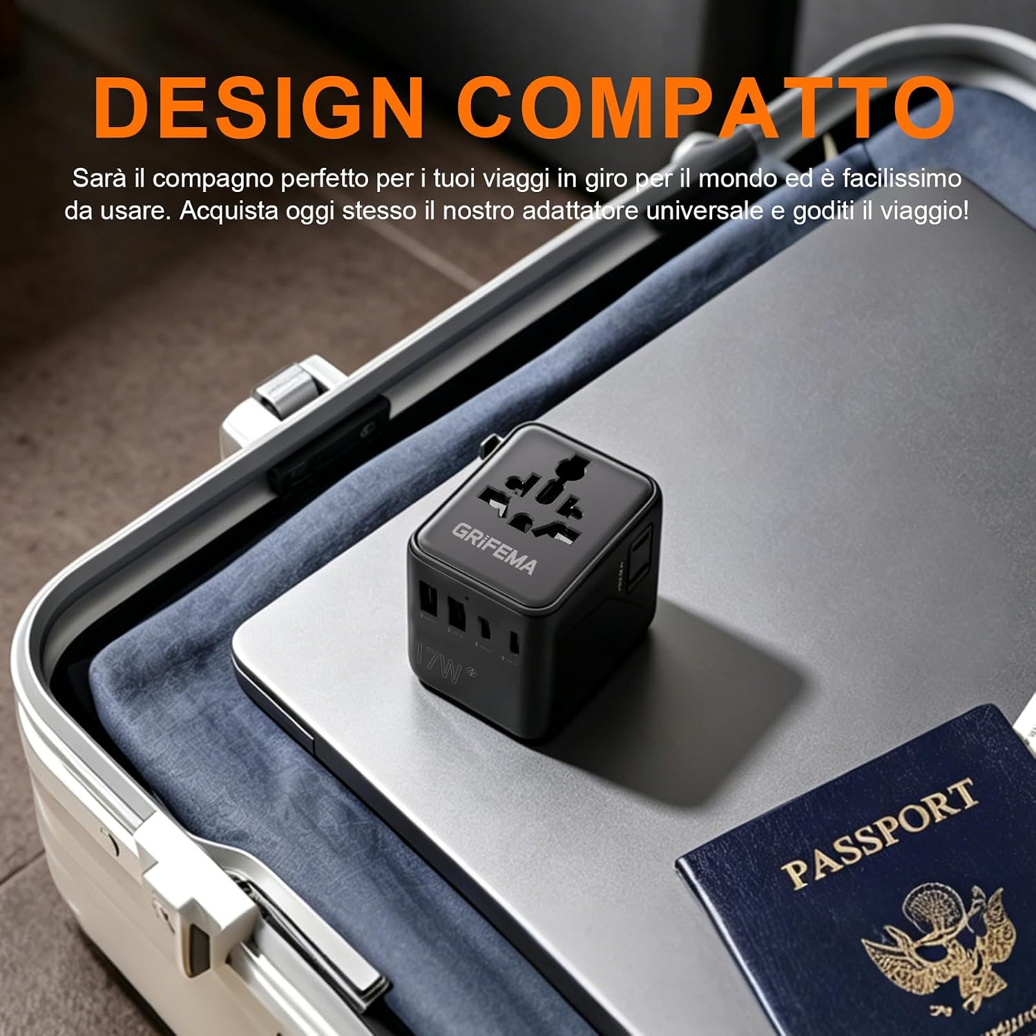 Thumbnail 6 de GRIFEMA Adattatore universale da viaggio 6 in 1: 2 USB-C, 2 USB-A e 2 prese AC per viaggiare in sicurezza