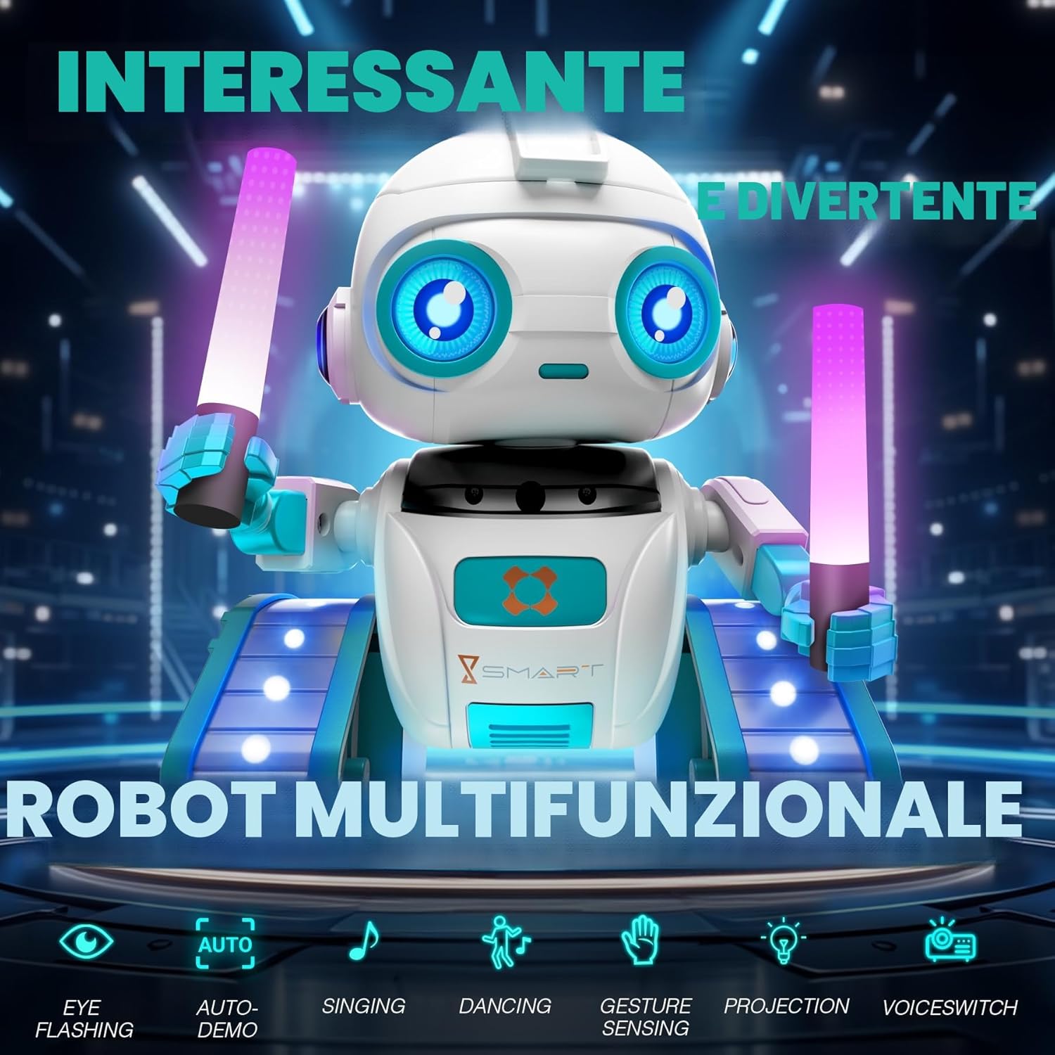 Detalle de Subtail Robot Bambini con proiezione stellata e controllo gestuale/telecomando
