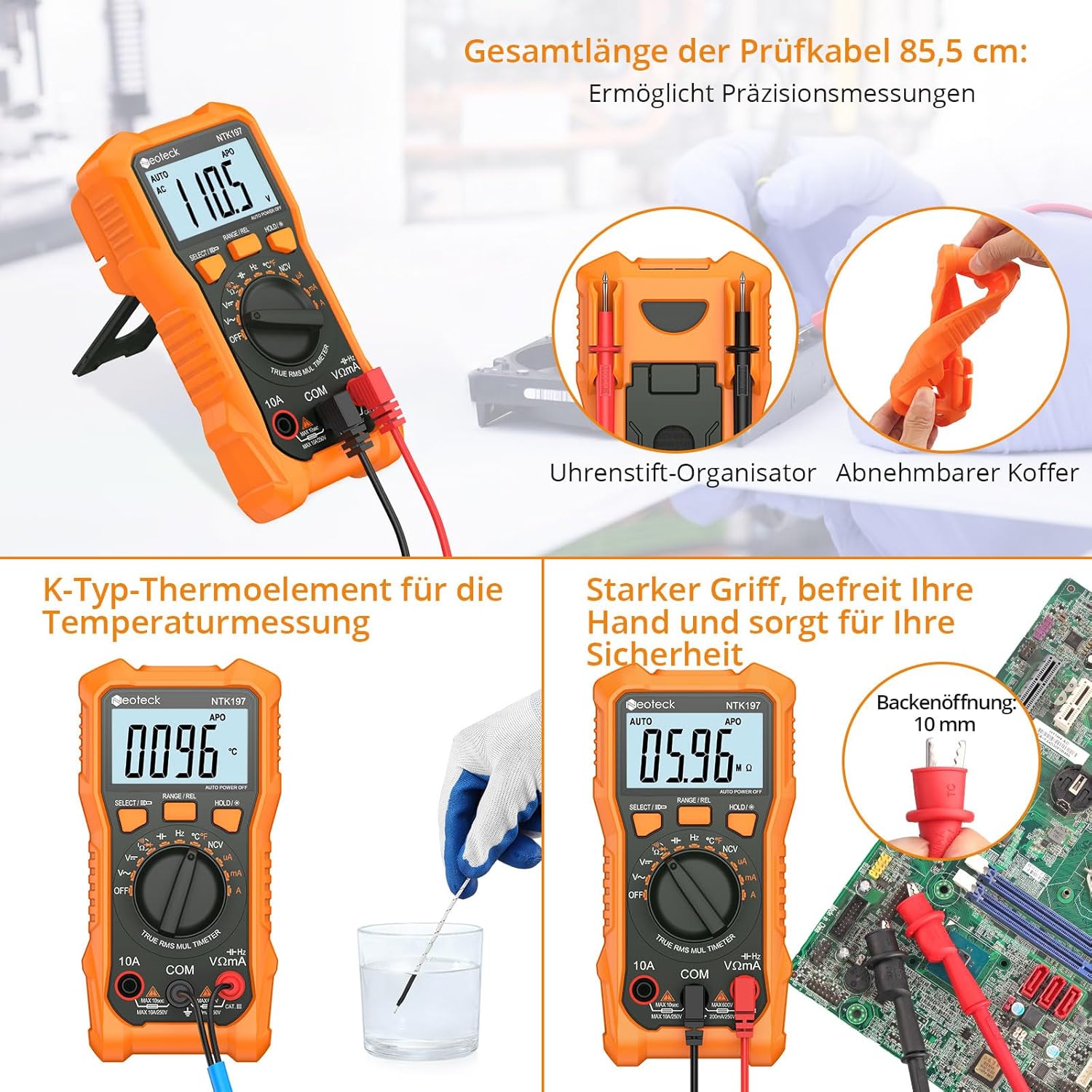 Thumbnail 4 de Neoteck Digital Multimeter (Spannungsprüfer) mit NCV, AC/DC und 2000 Zählern
